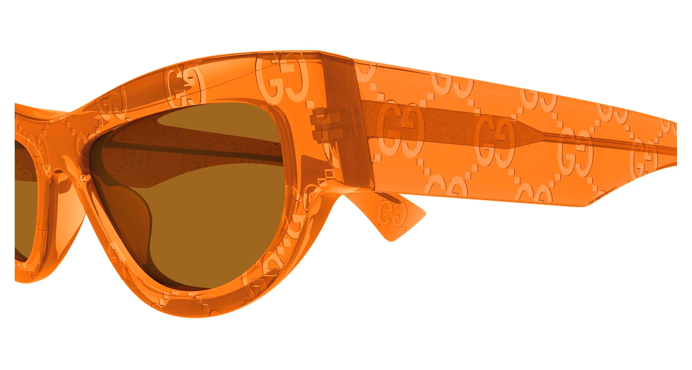 Gucci GG1834S 013 Occhiali da sole Acetato Arancione Marrone Cat Eye - immagine 3