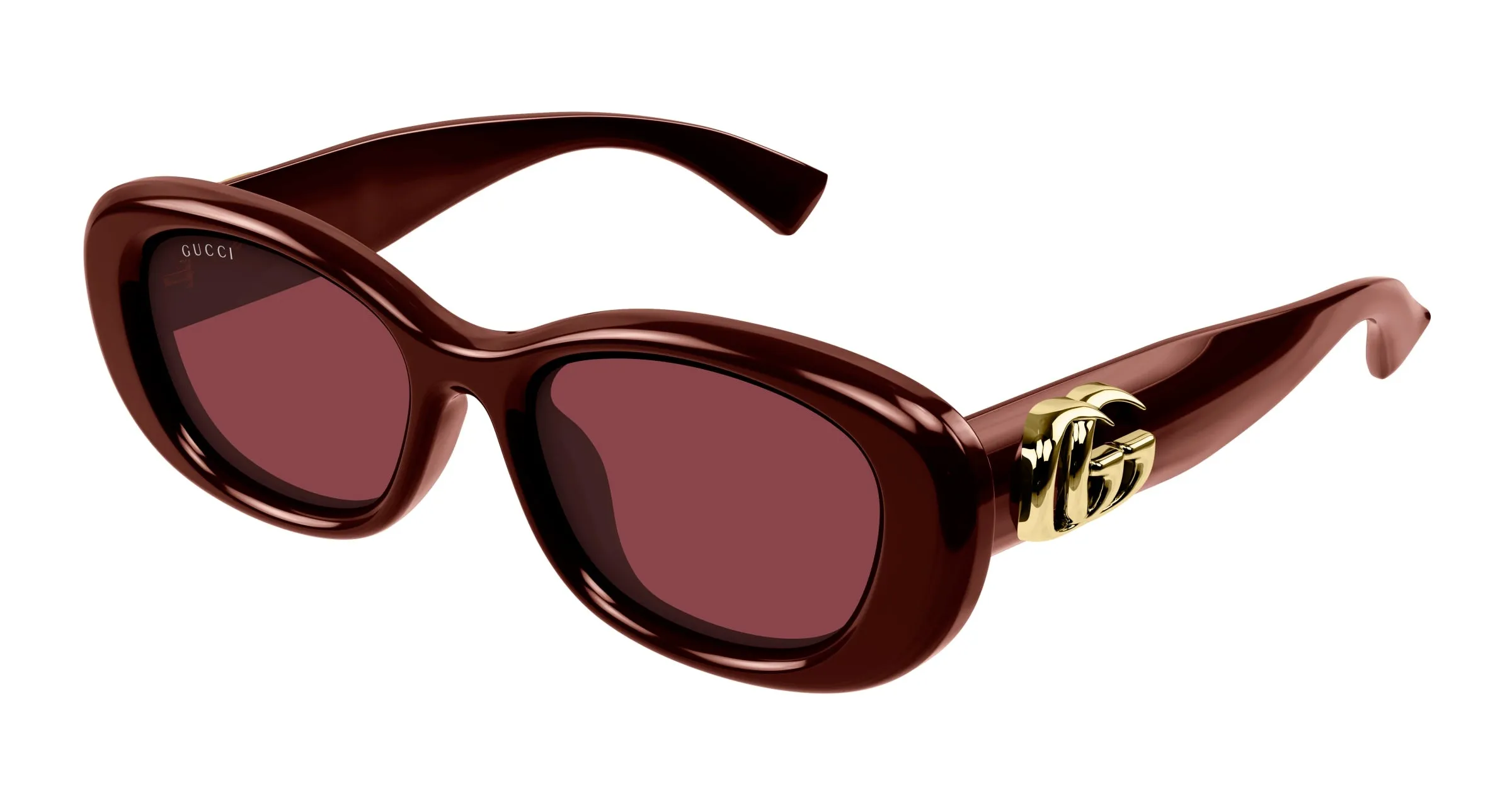 Gucci GG1829SK 003 Occhiali da sole Iniettato Bordeaux Rosso Rotonda - immagine 1