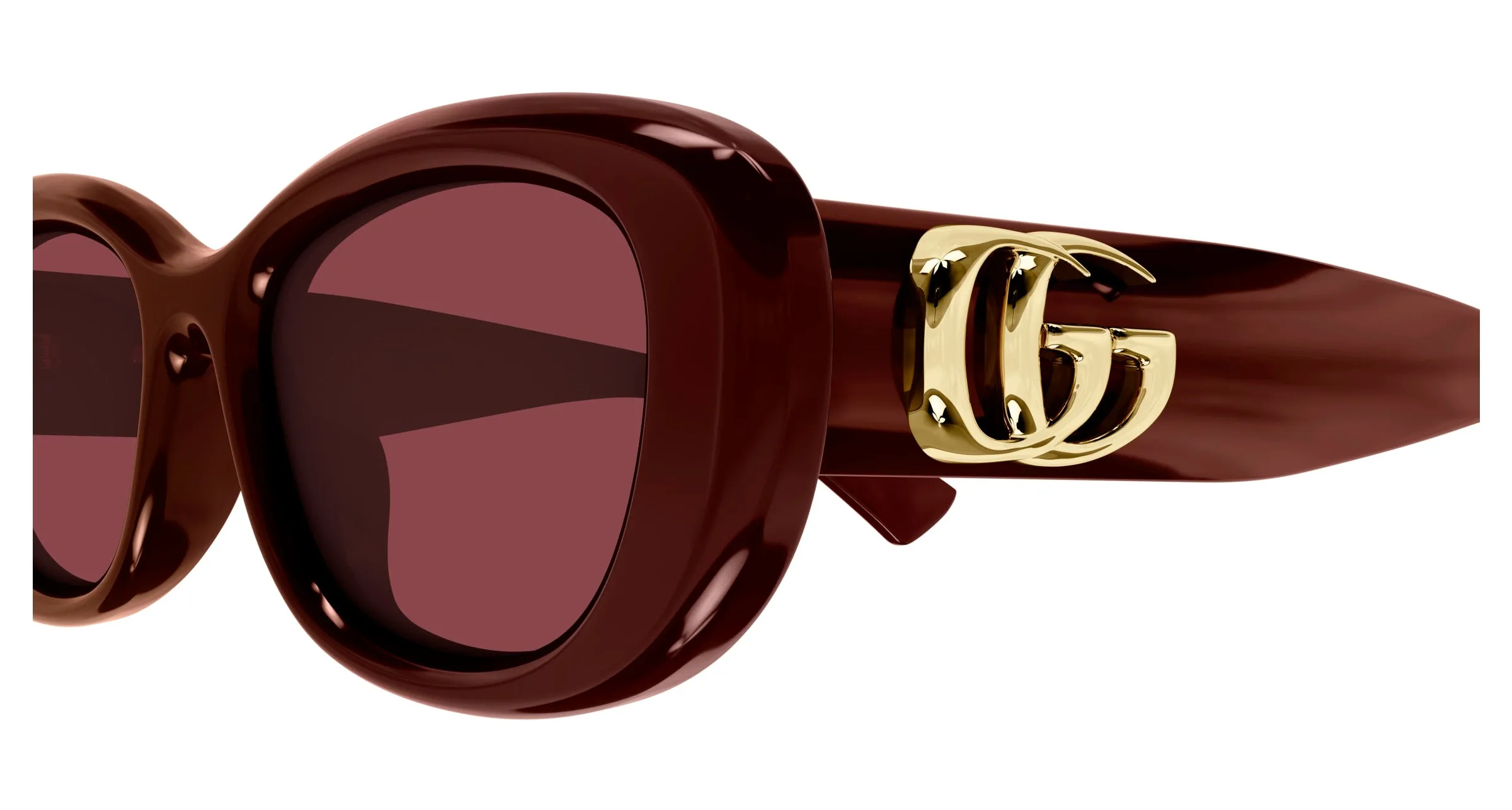 Gucci GG1829SK 003 Occhiali da sole Iniettato Bordeaux Rosso Rotonda - immagine 3