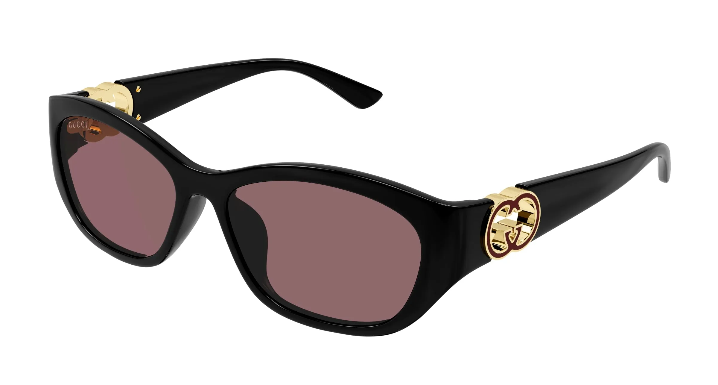Gucci GG1826SK 007 Occhiali da sole Iniettato Nero Rosso Rotonda - immagine 1