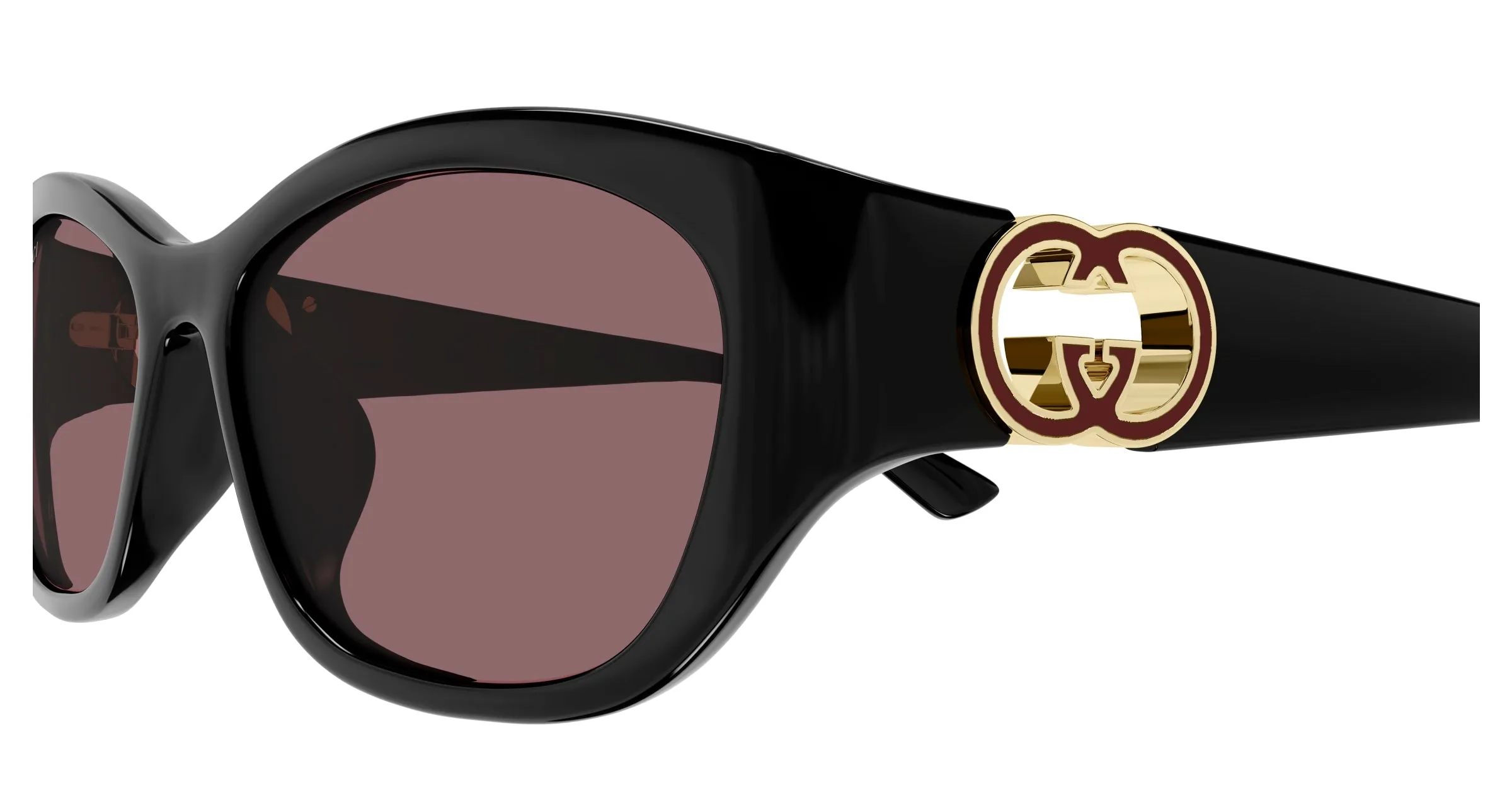 Gucci GG1826SK 007 Occhiali da sole Iniettato Nero Rosso Rotonda - immagine 3