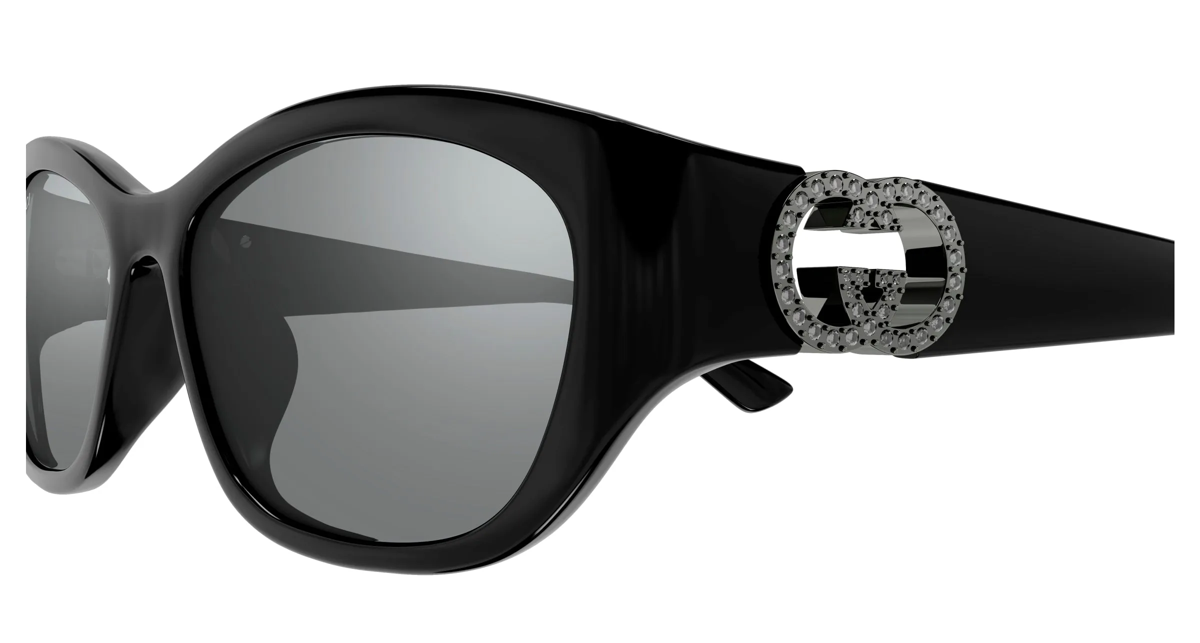 Gucci GG1826SK 004 Occhiali da sole Iniettato Nero Grigio Rotonda - immagine 3