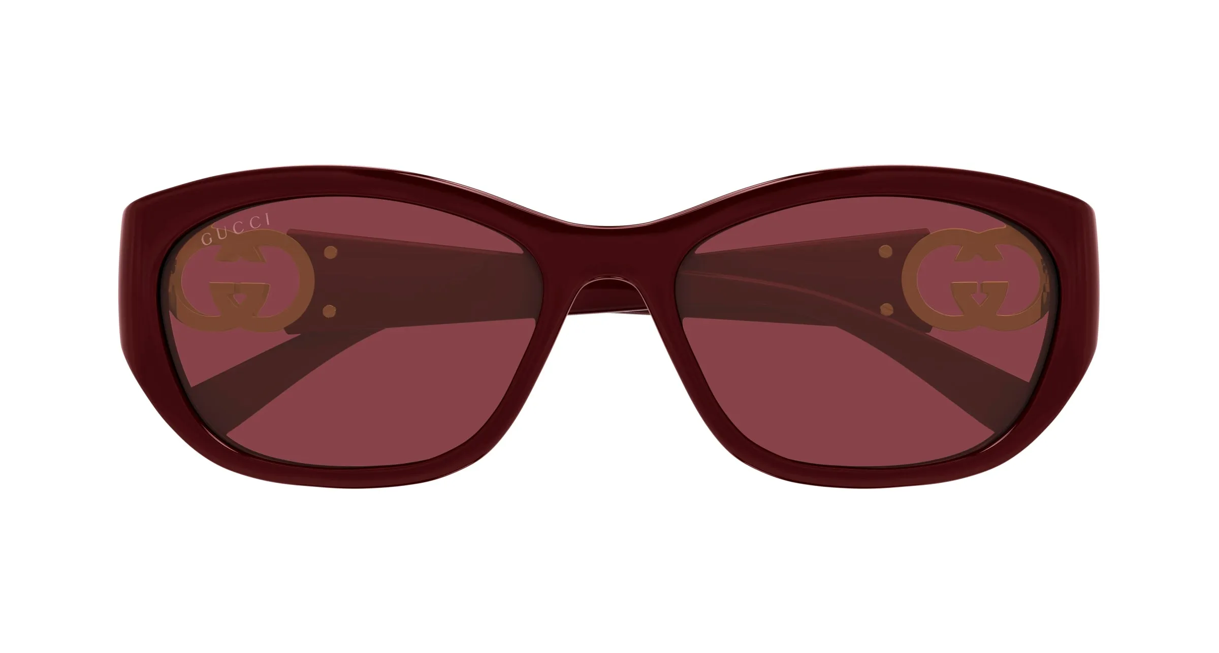 Gucci GG1826SK 003 Occhiali da sole Iniettato Bordeaux Rosso Rotonda - immagine 2