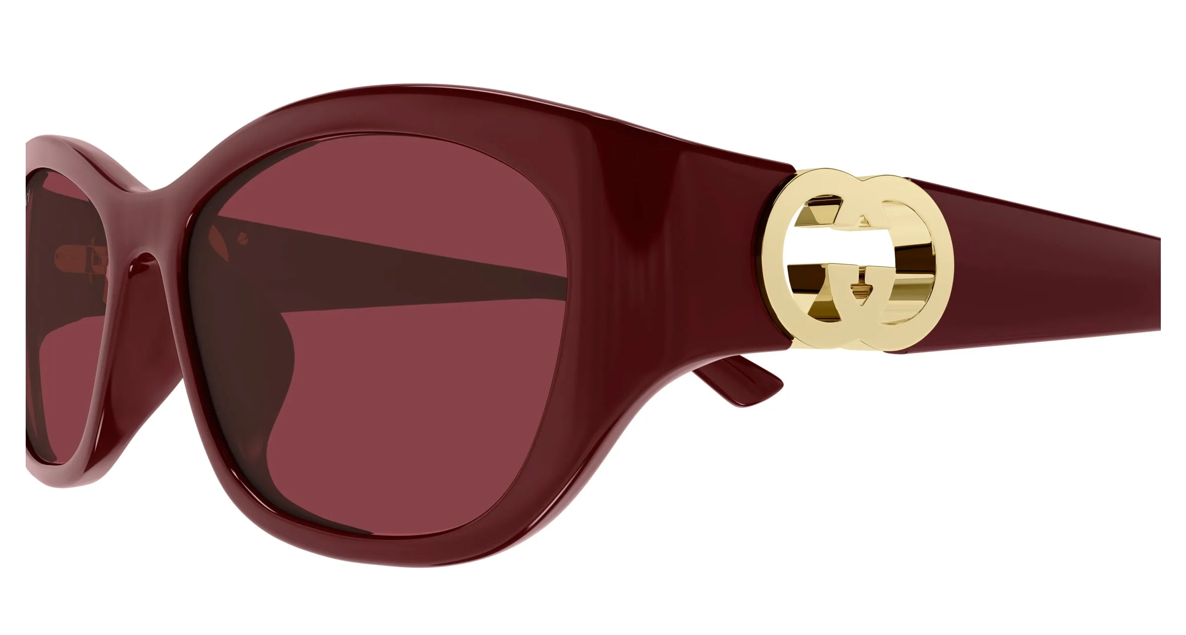 Gucci GG1826SK 003 Occhiali da sole Iniettato Bordeaux Rosso Rotonda - immagine 3