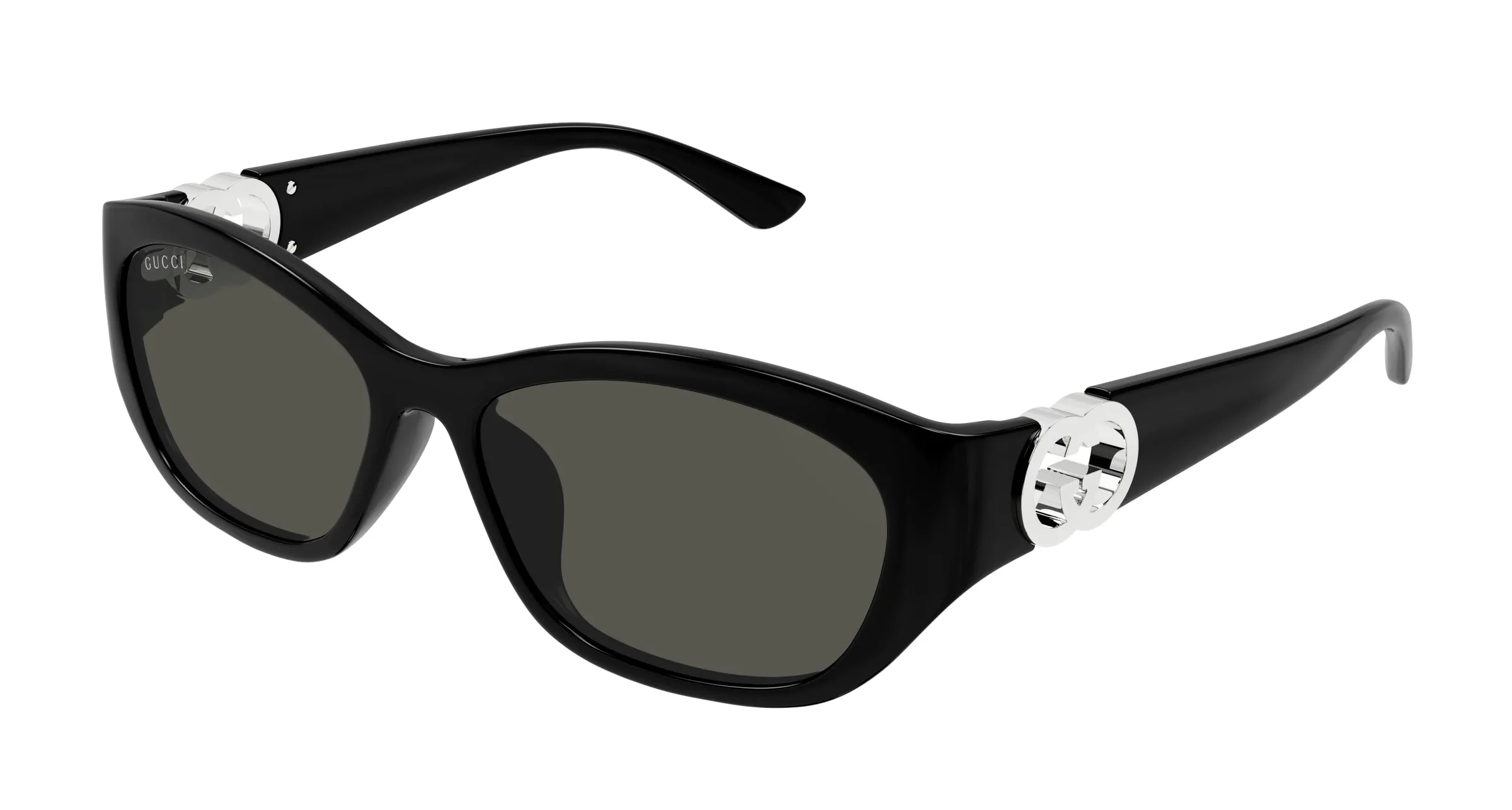 Gucci GG1826SK 001 Occhiali da sole Iniettato Nero Grigio Rotonda - immagine 1