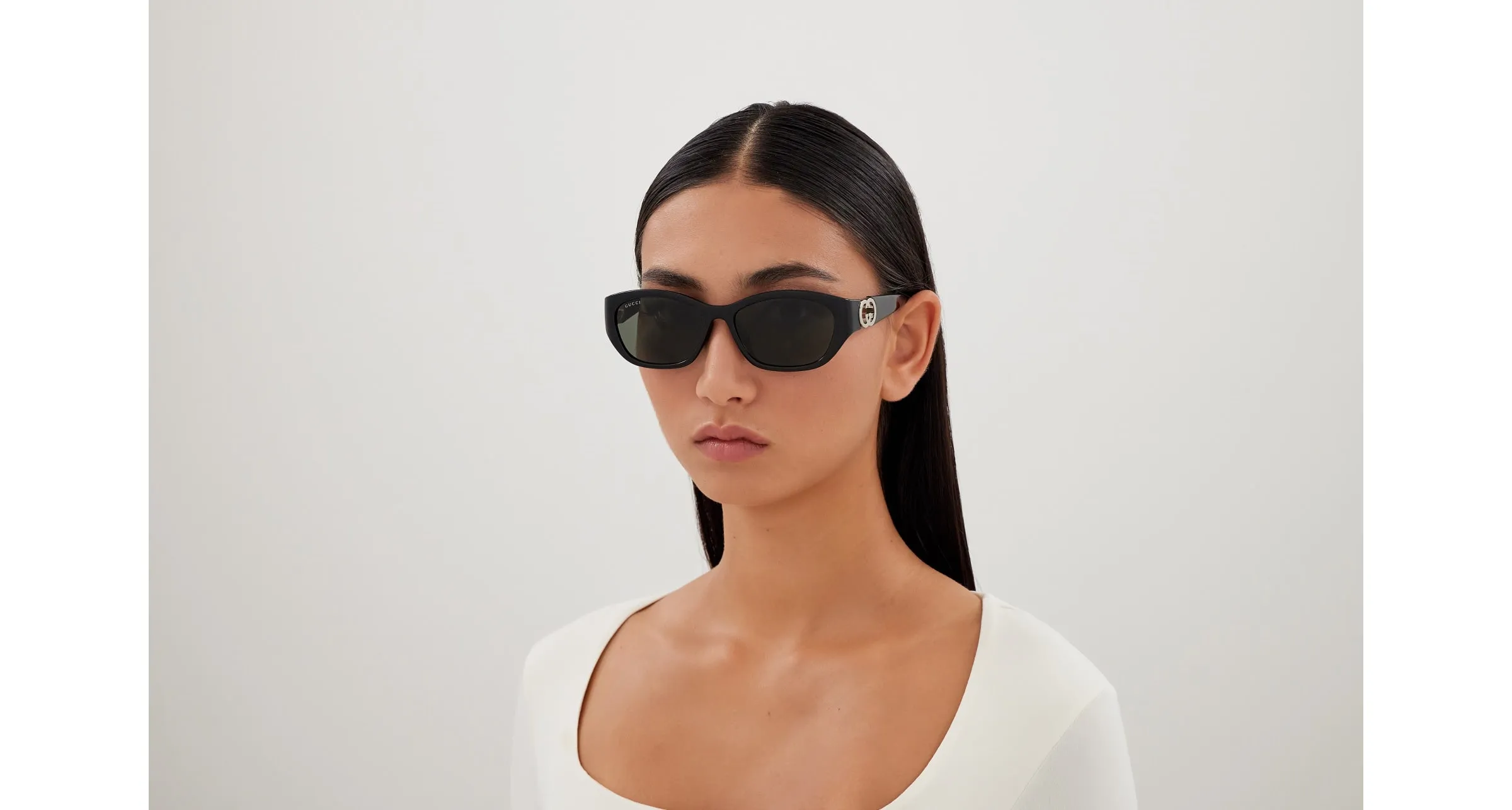 Gucci GG1826SK 001 Occhiali da sole Iniettato Nero Grigio Rotonda - immagine 4