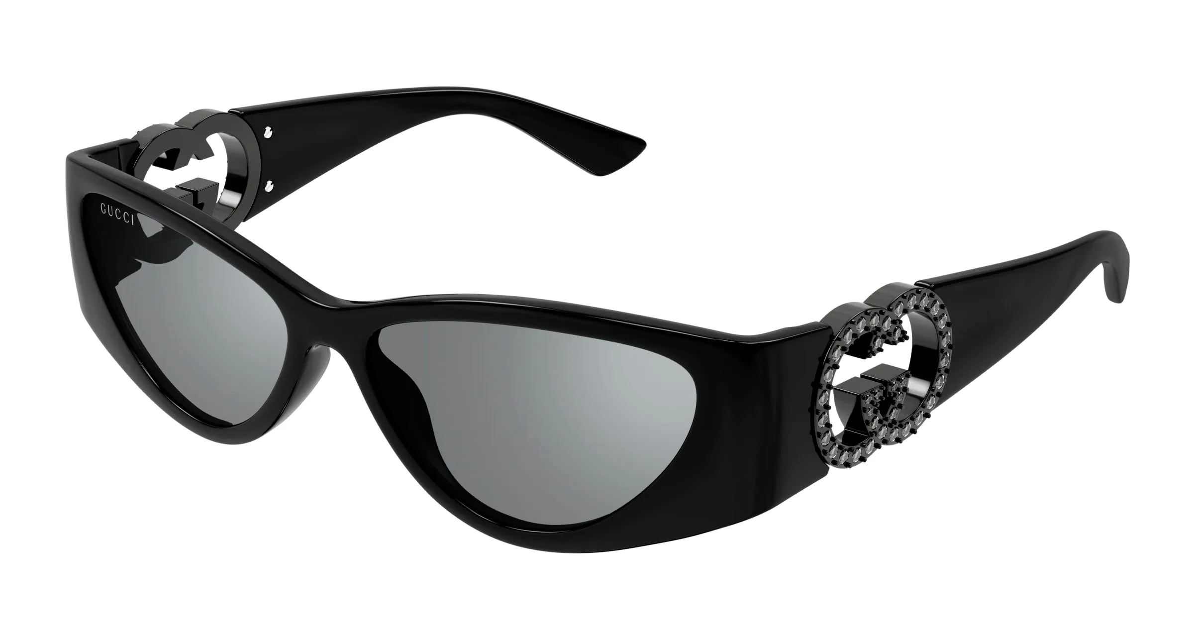 Gucci GG1824S 004 Occhiali da sole Iniettato Nero Grigio Cat Eye - immagine 1