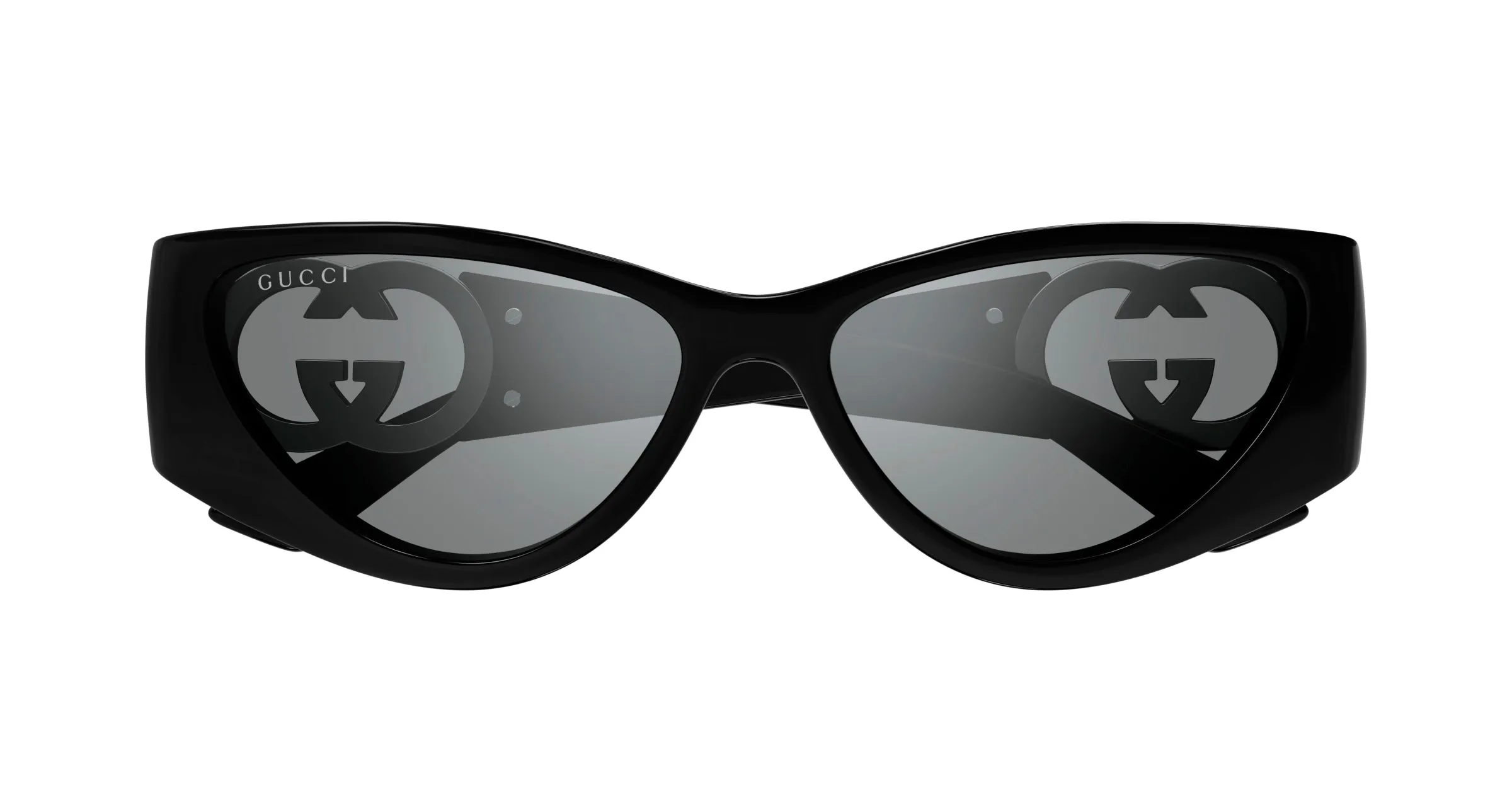 Gucci GG1824S 004 Occhiali da sole Iniettato Nero Grigio Cat Eye - immagine 2