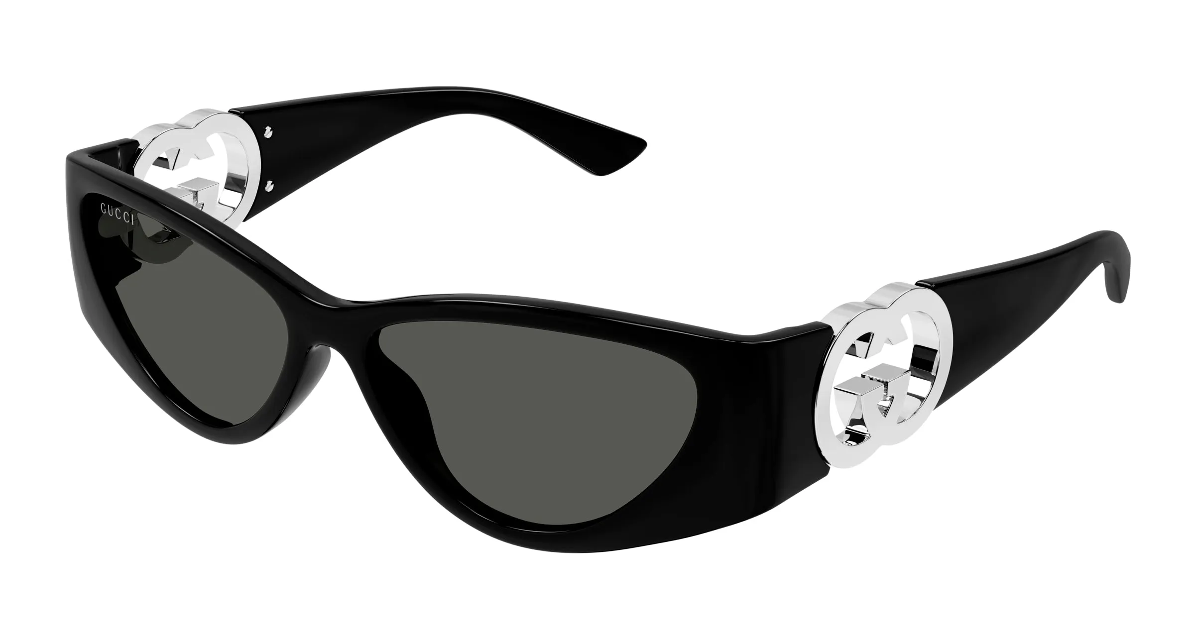 Gucci GG1824S 001 Occhiali da sole Iniettato Nero Grigio Cat Eye - immagine 1