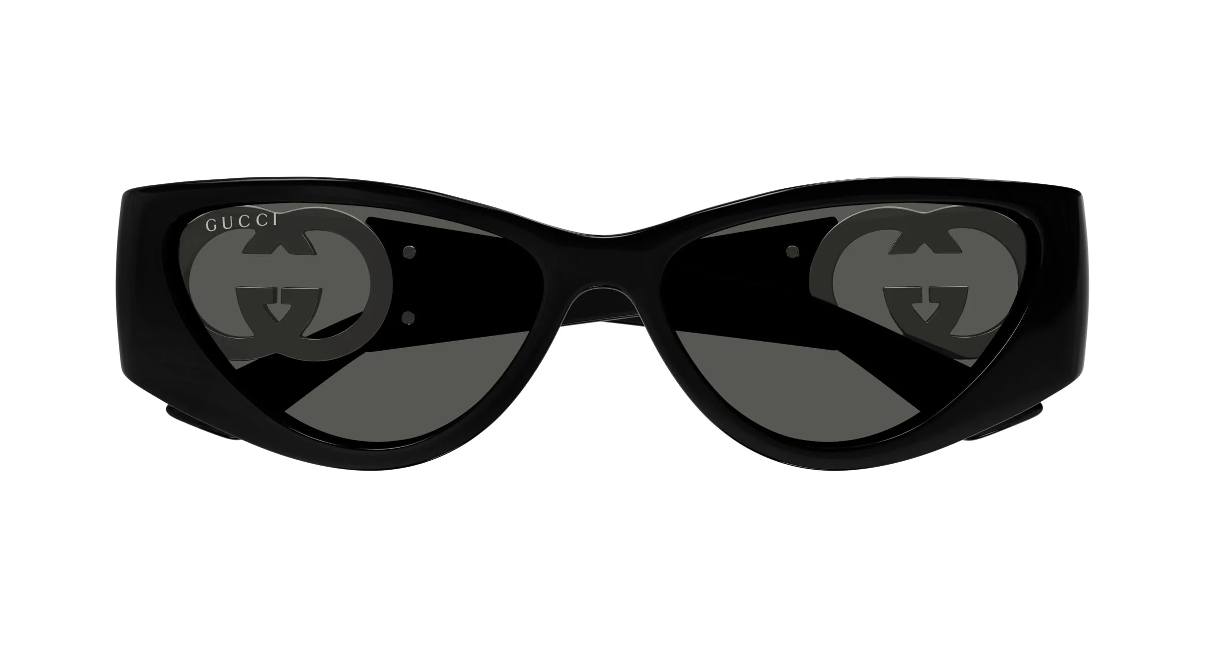 Gucci GG1824S 001 Occhiali da sole Iniettato Nero Grigio Cat Eye - immagine 2