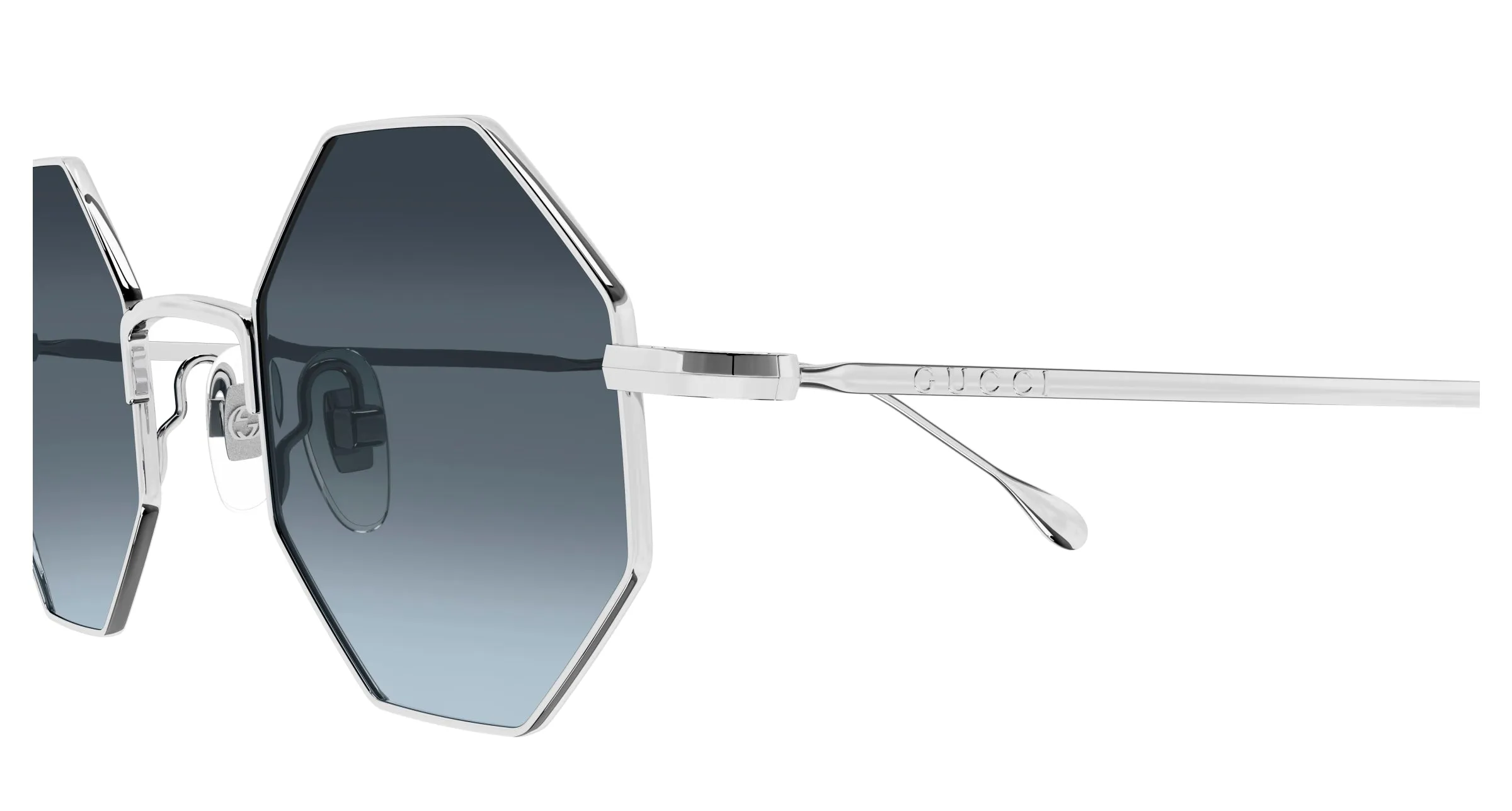 Gucci GG1814S 003 Occhiali da sole Metallo Argento Blu Geometrica - immagine 3