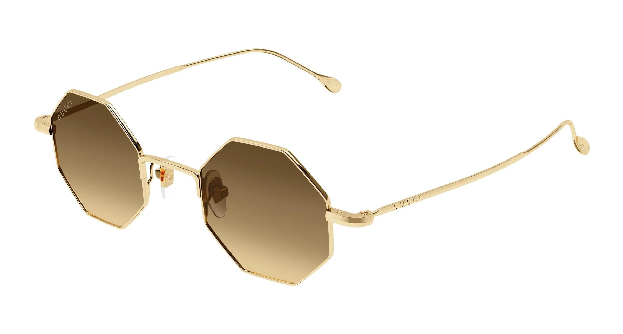 Gucci GG1814S 002 Occhiali da sole Metallo Oro Marrone Geometrica - immagine 1