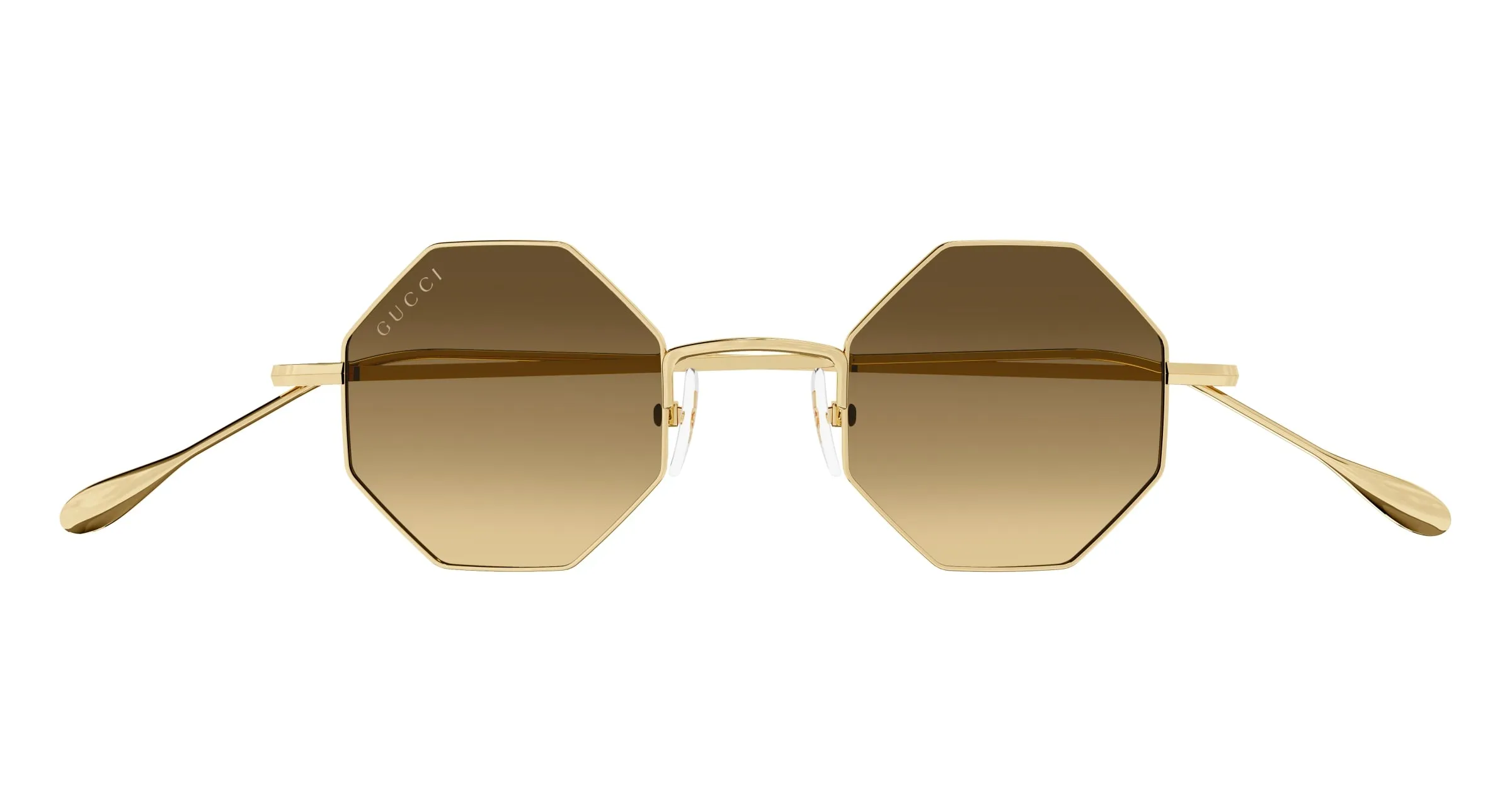 Gucci GG1814S 002 Occhiali da sole Metallo Oro Marrone Geometrica - immagine 2