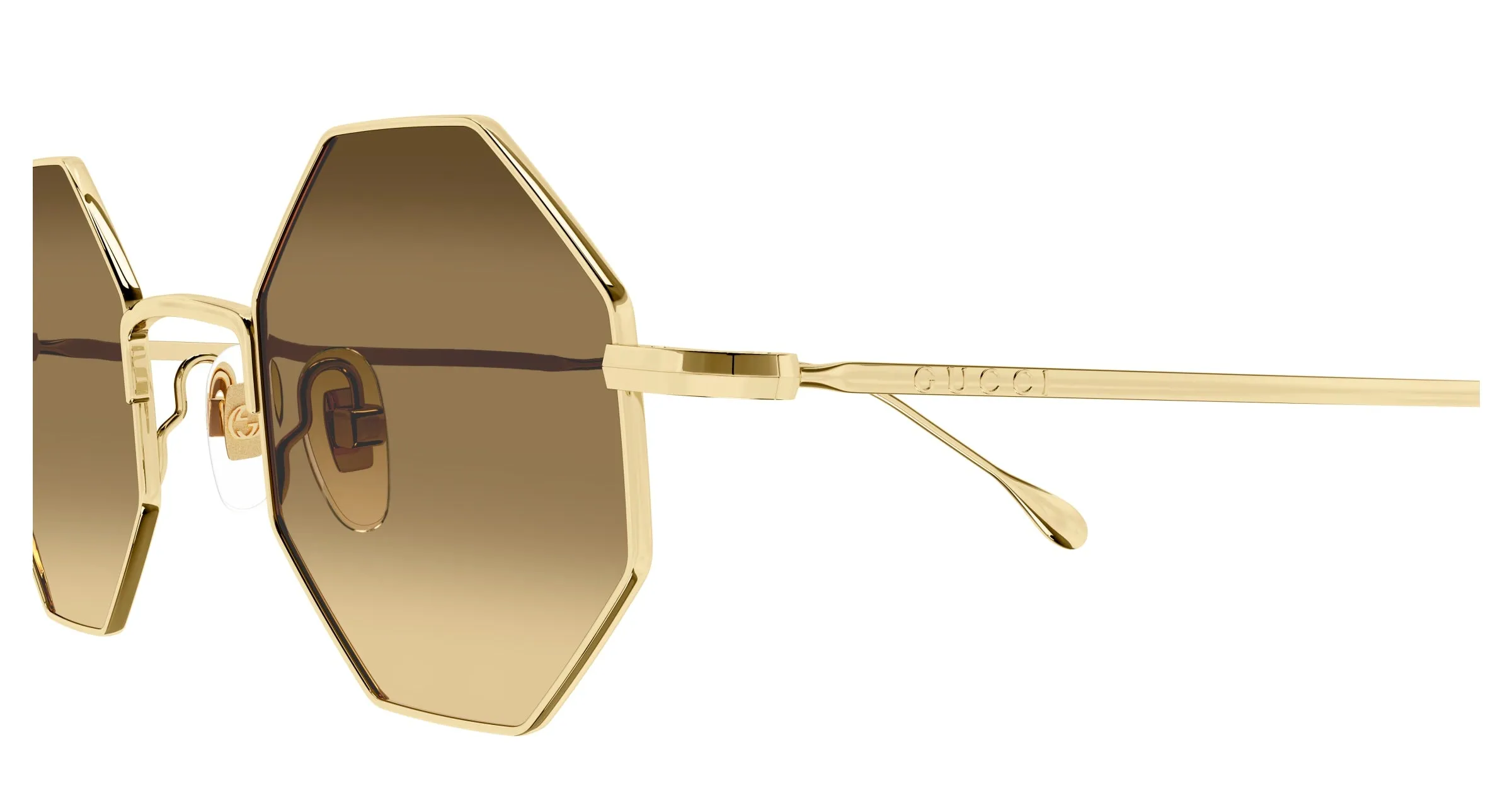 Gucci GG1814S 002 Occhiali da sole Metallo Oro Marrone Geometrica - immagine 3