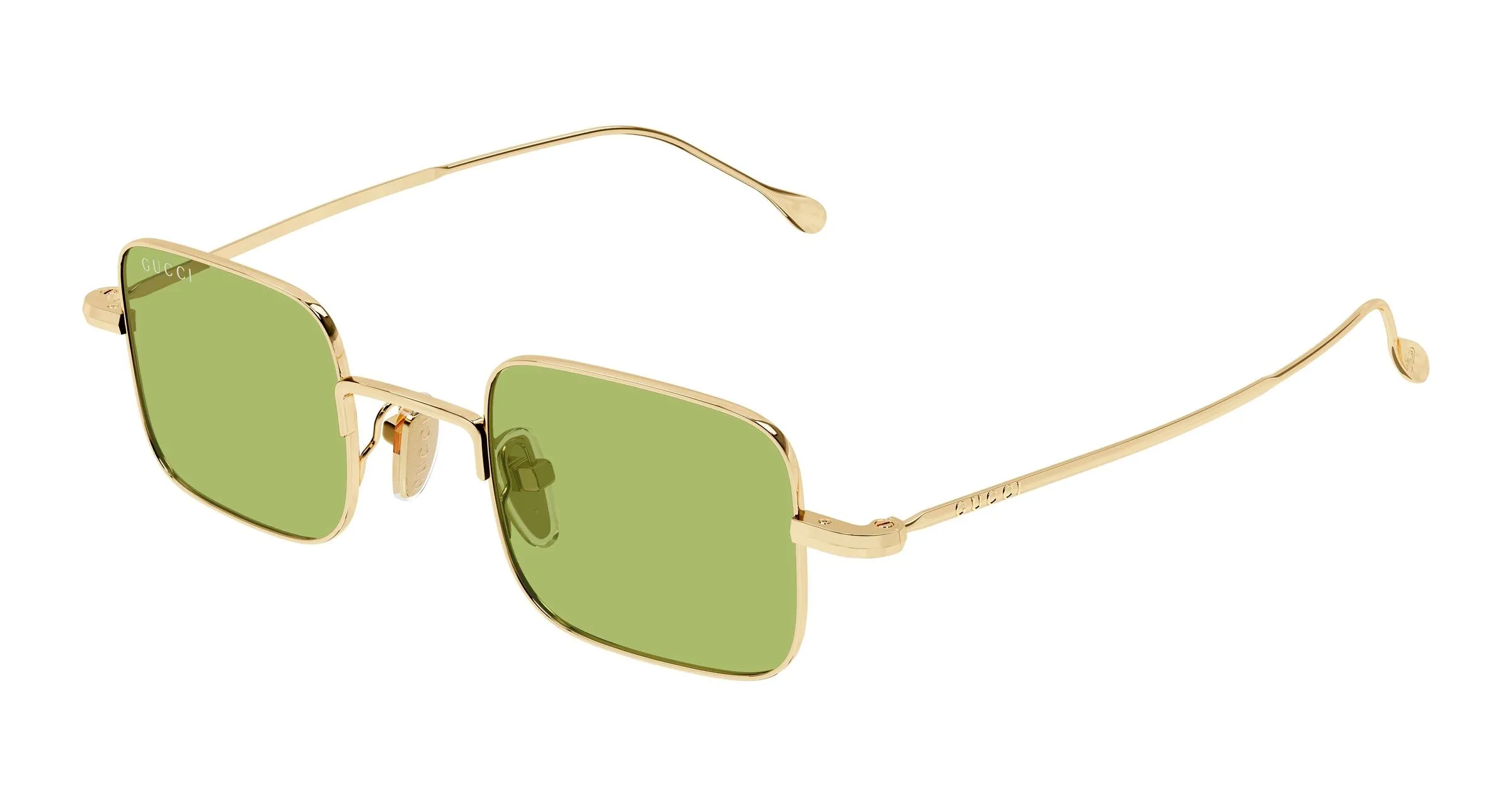 Gucci GG1813S 006 Occhiali da sole Metallo Oro Verde Squadrata - immagine 1