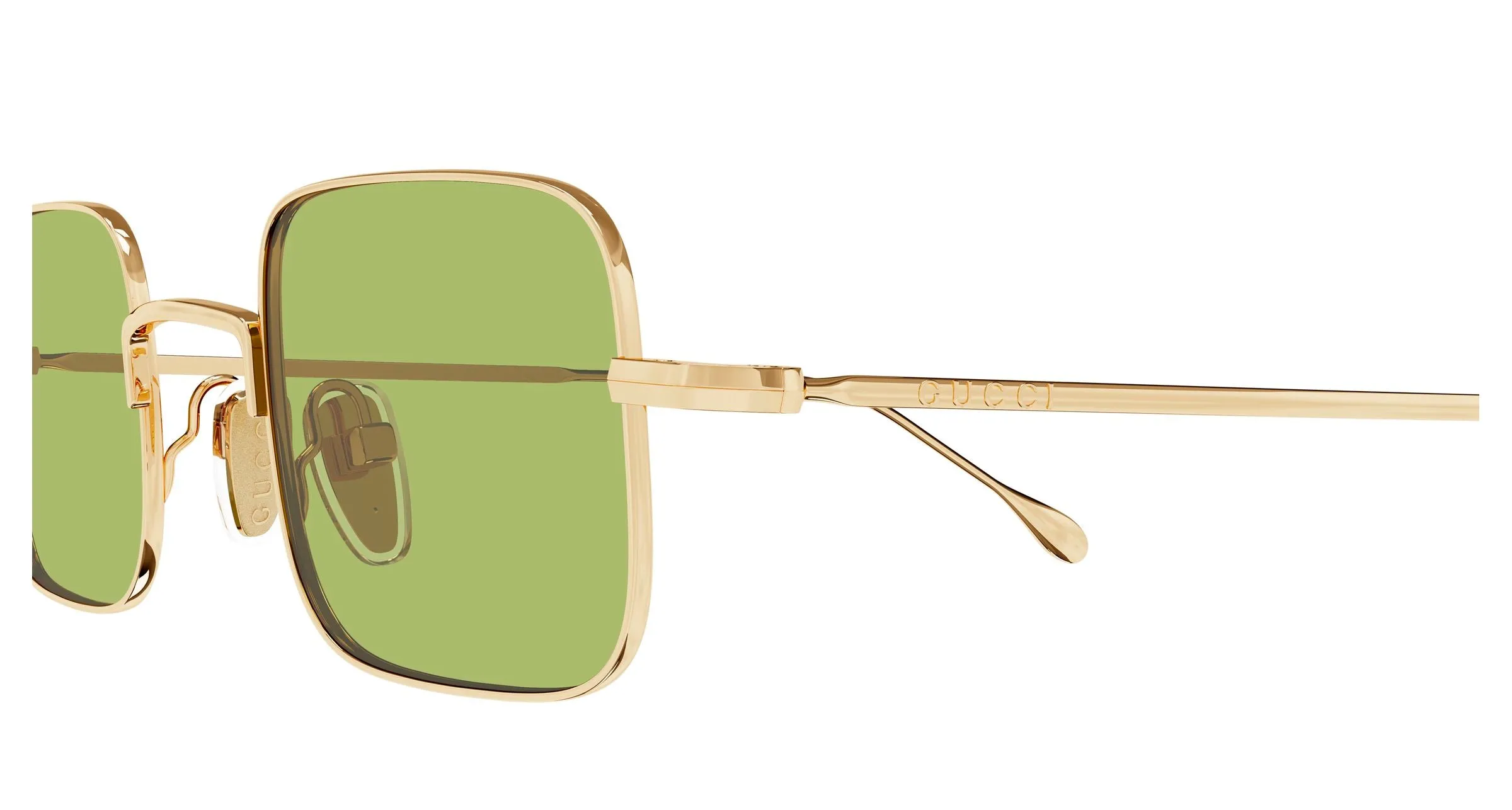 Gucci GG1813S 006 Occhiali da sole Metallo Oro Verde Squadrata - immagine 3