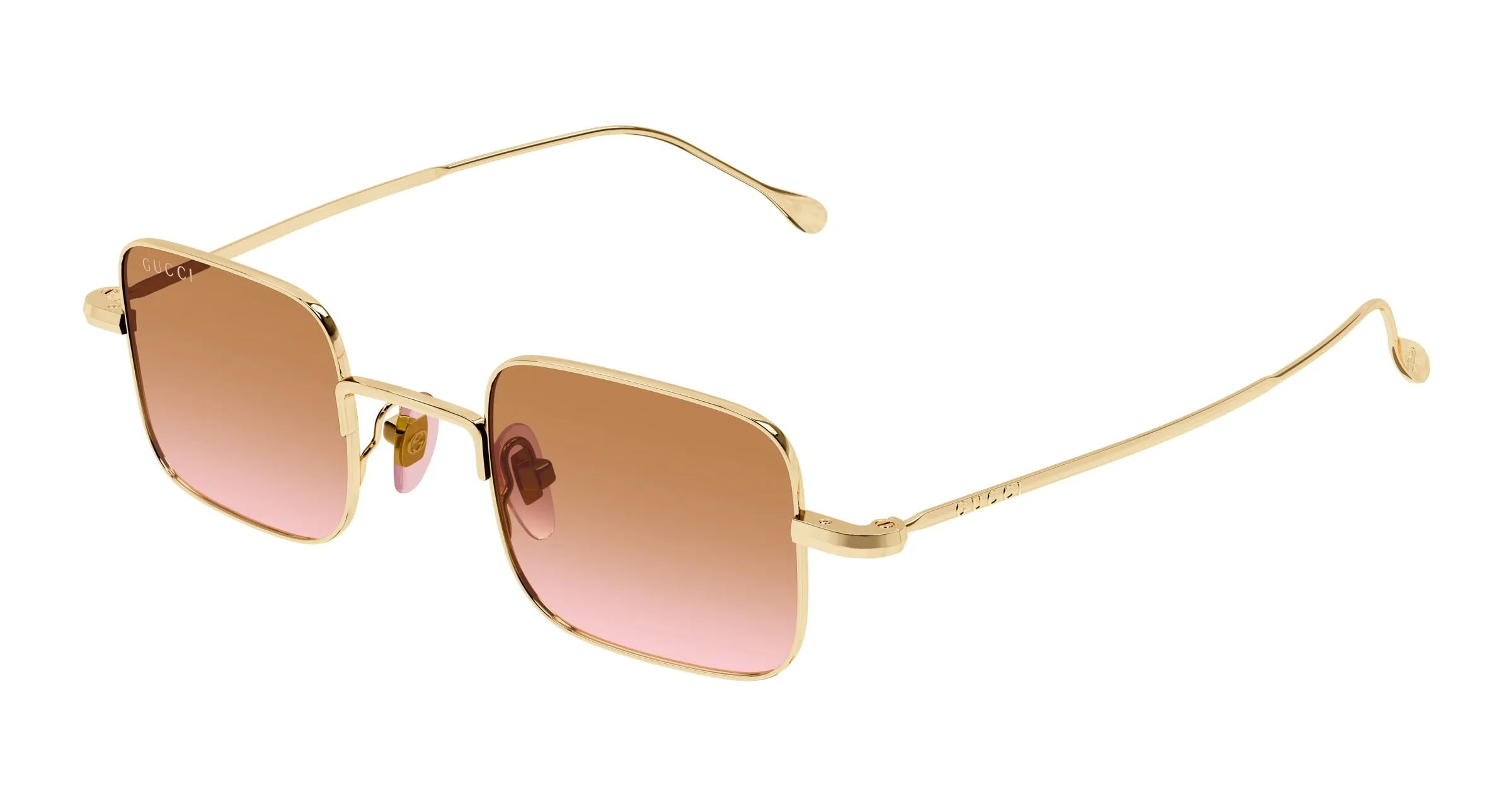 Gucci GG1813S 004 Occhiali da sole Metallo Oro Arancione Squadrata - immagine 1