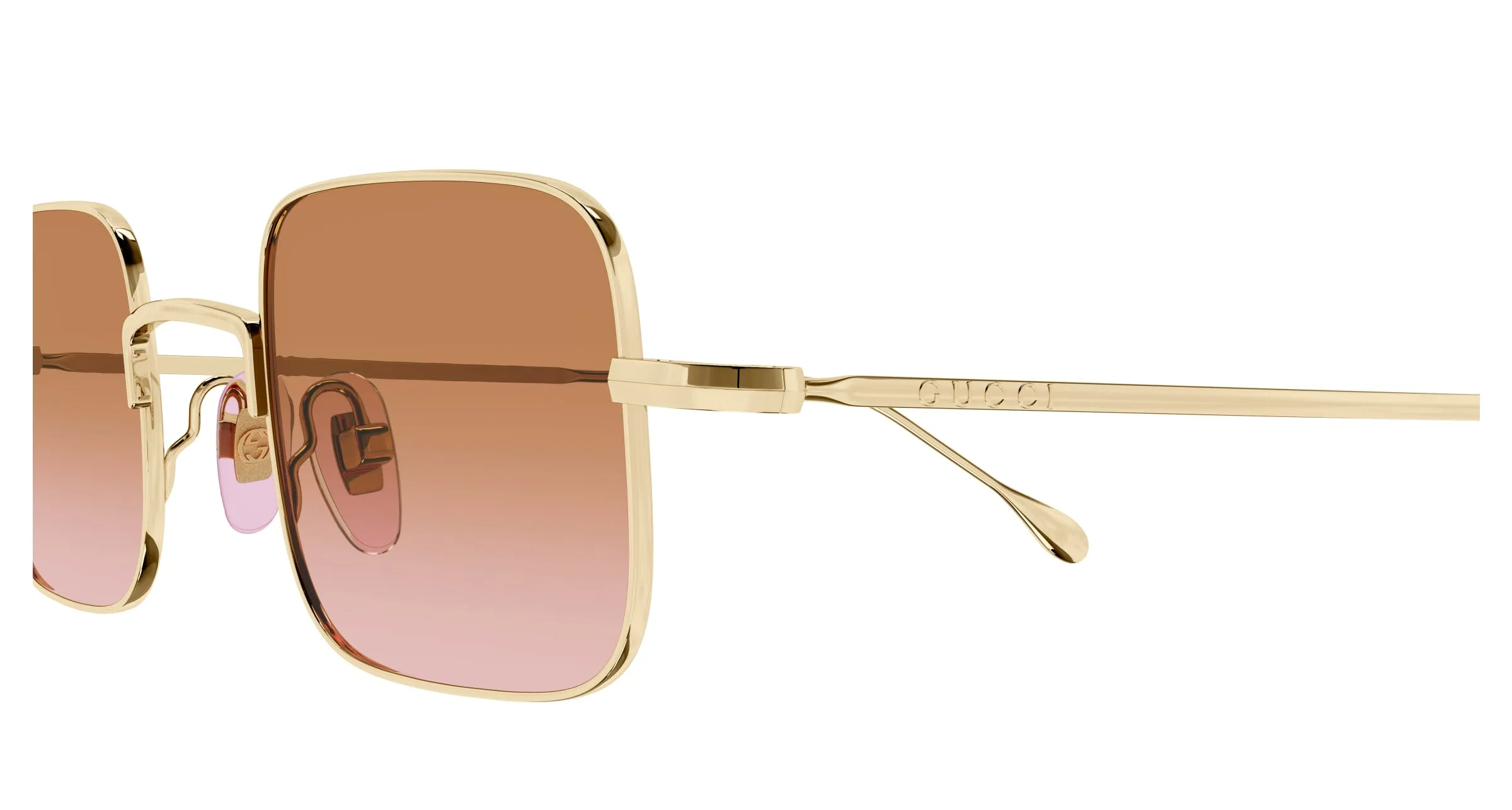 Gucci GG1813S 004 Occhiali da sole Metallo Oro Arancione Squadrata - immagine 3