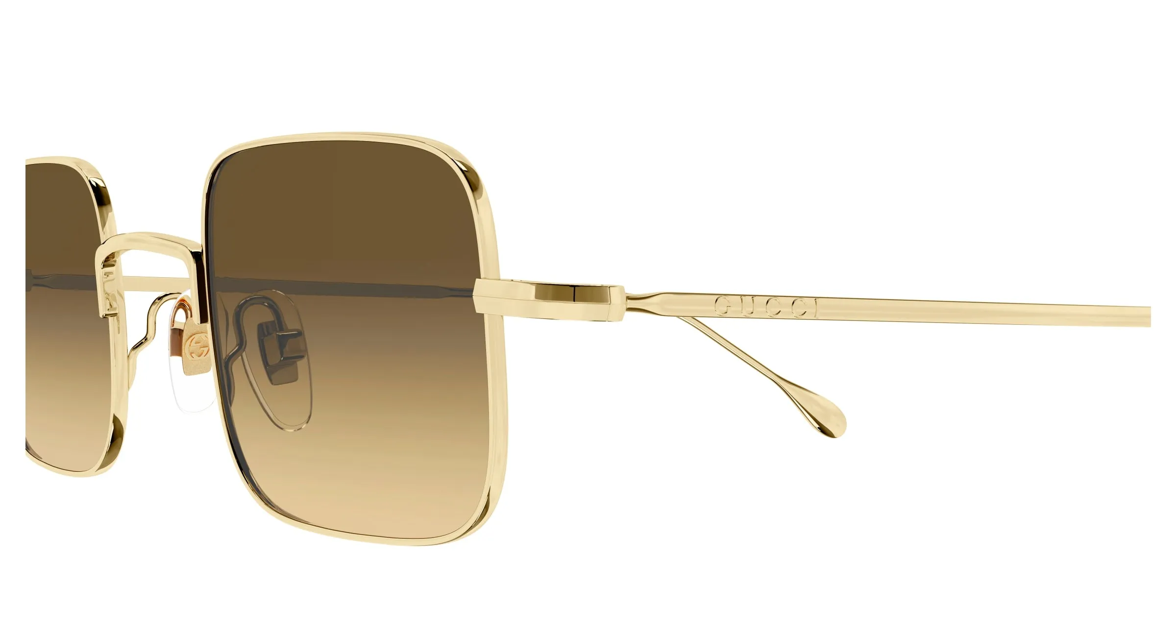 Gucci GG1813S 002 Occhiali da sole Metallo Oro Marrone Squadrata - immagine 3