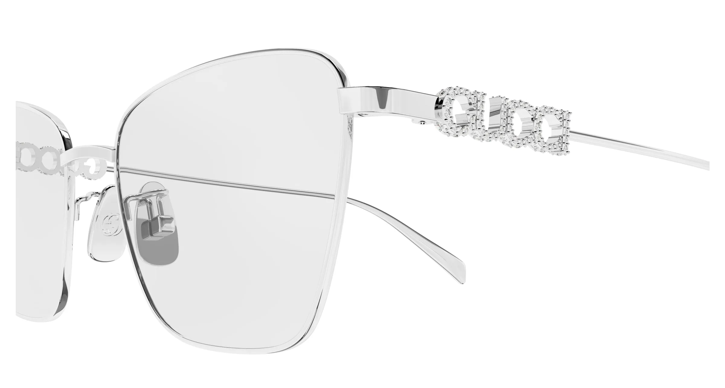 Gucci GG1807O 004 Montature da vista Metallo Argento Trasparente Farfalla - immagine 3