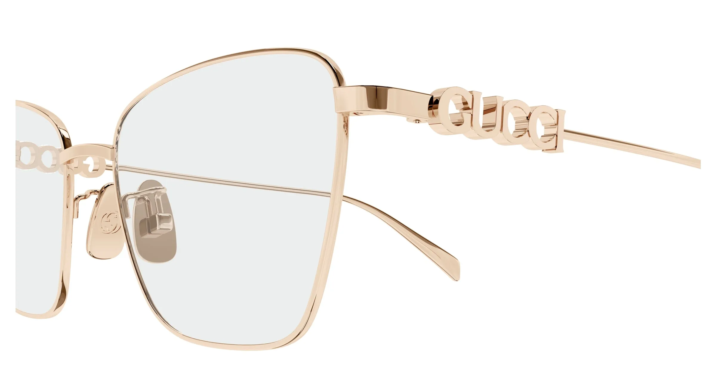 Gucci GG1807O 002 Montature da vista Metallo Oro Trasparente Farfalla - immagine 3