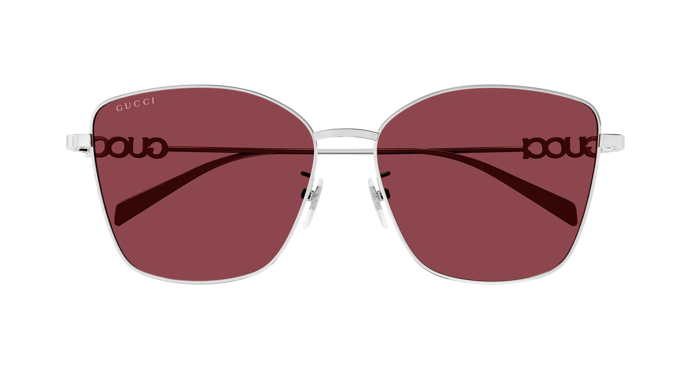 Gucci GG1805SA 004 Occhiali da sole Metallo Argento Rosso Farfalla - immagine 2