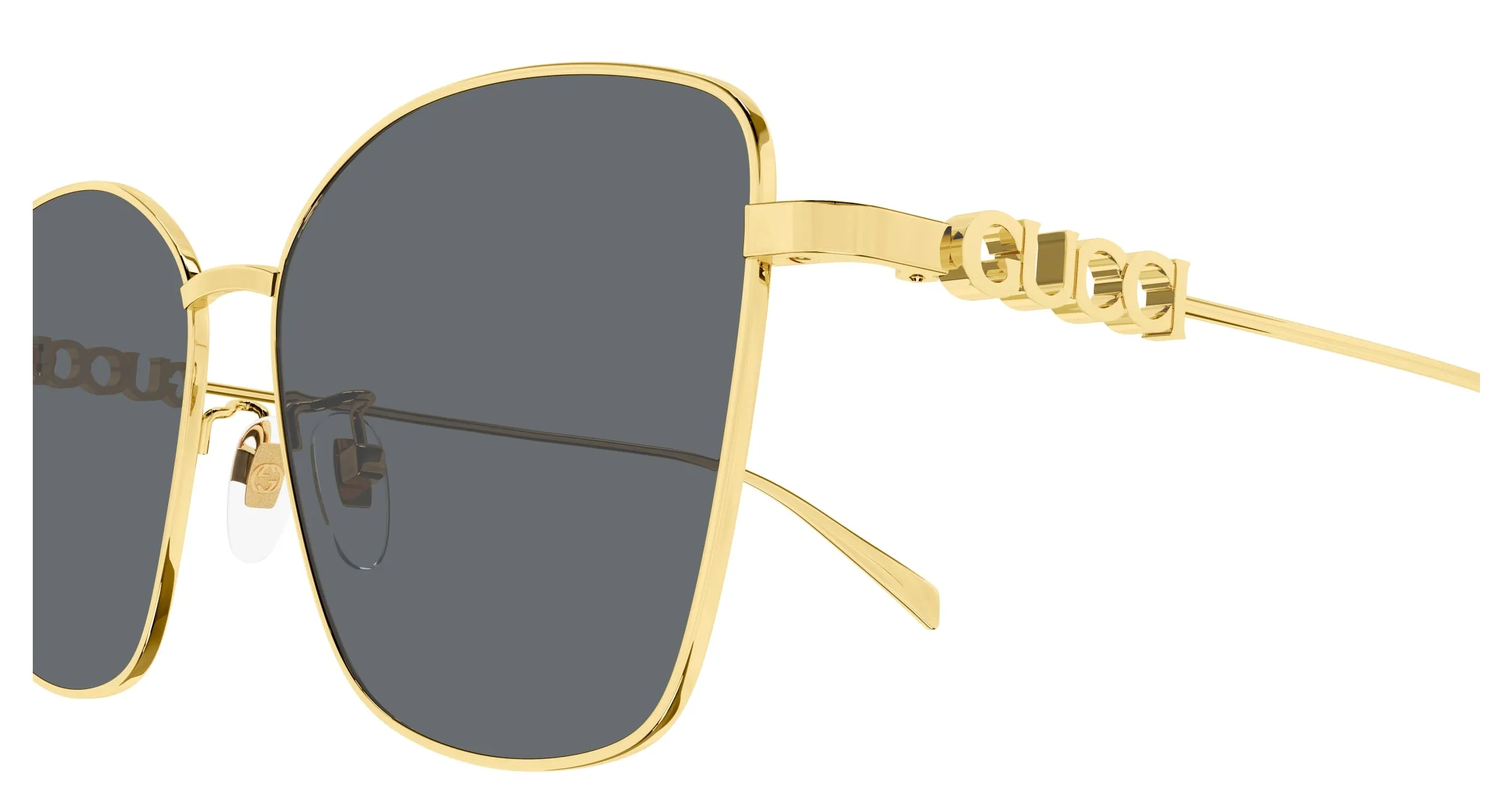 Gucci GG1805SA 001 Occhiali da sole Metallo Oro Grigio Farfalla - immagine 3