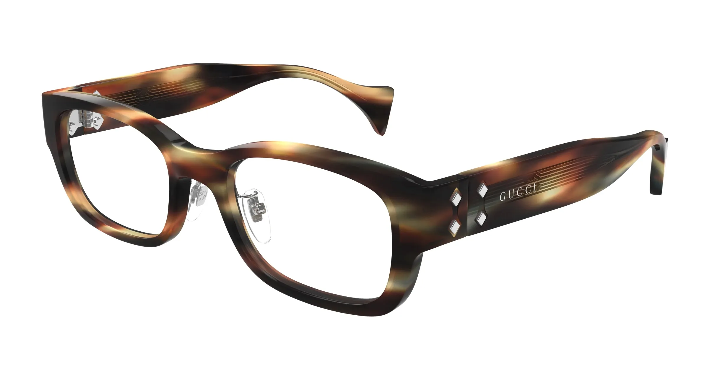 Gucci GG1744OJ 003 Montature da vista Acetato Havana Trasparente Squadrata - immagine 1