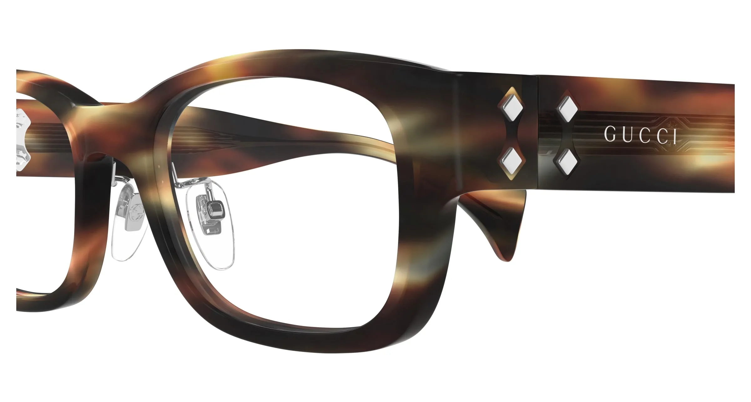 Gucci GG1744OJ 003 Montature da vista Acetato Havana Trasparente Squadrata - immagine 3