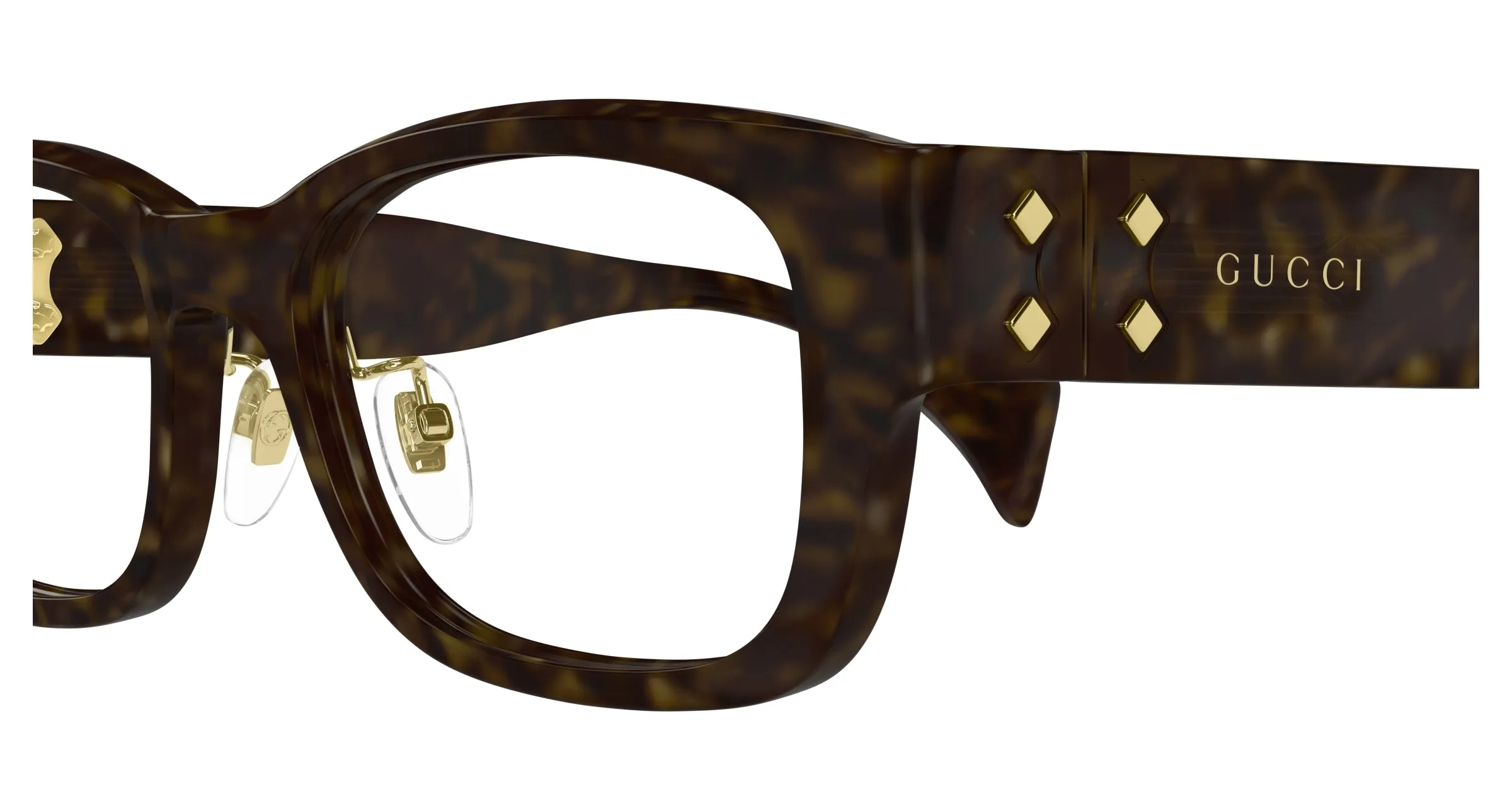 Gucci GG1744OJ 002 Montature da vista Acetato Havana Trasparente Squadrata - immagine 3