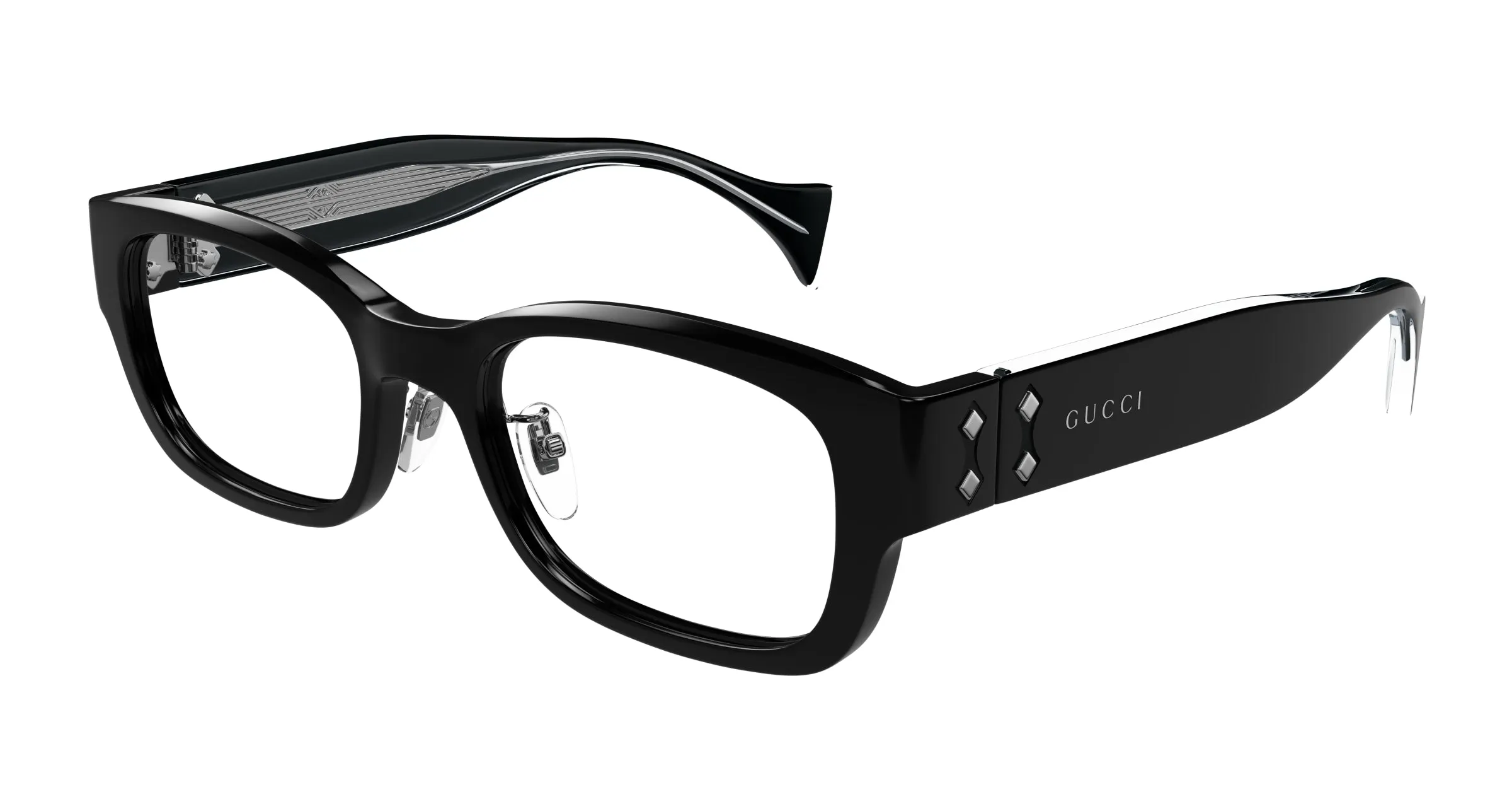 Gucci GG1744OJ 001 Montature da vista Acetato Nero Trasparente Squadrata - immagine 1