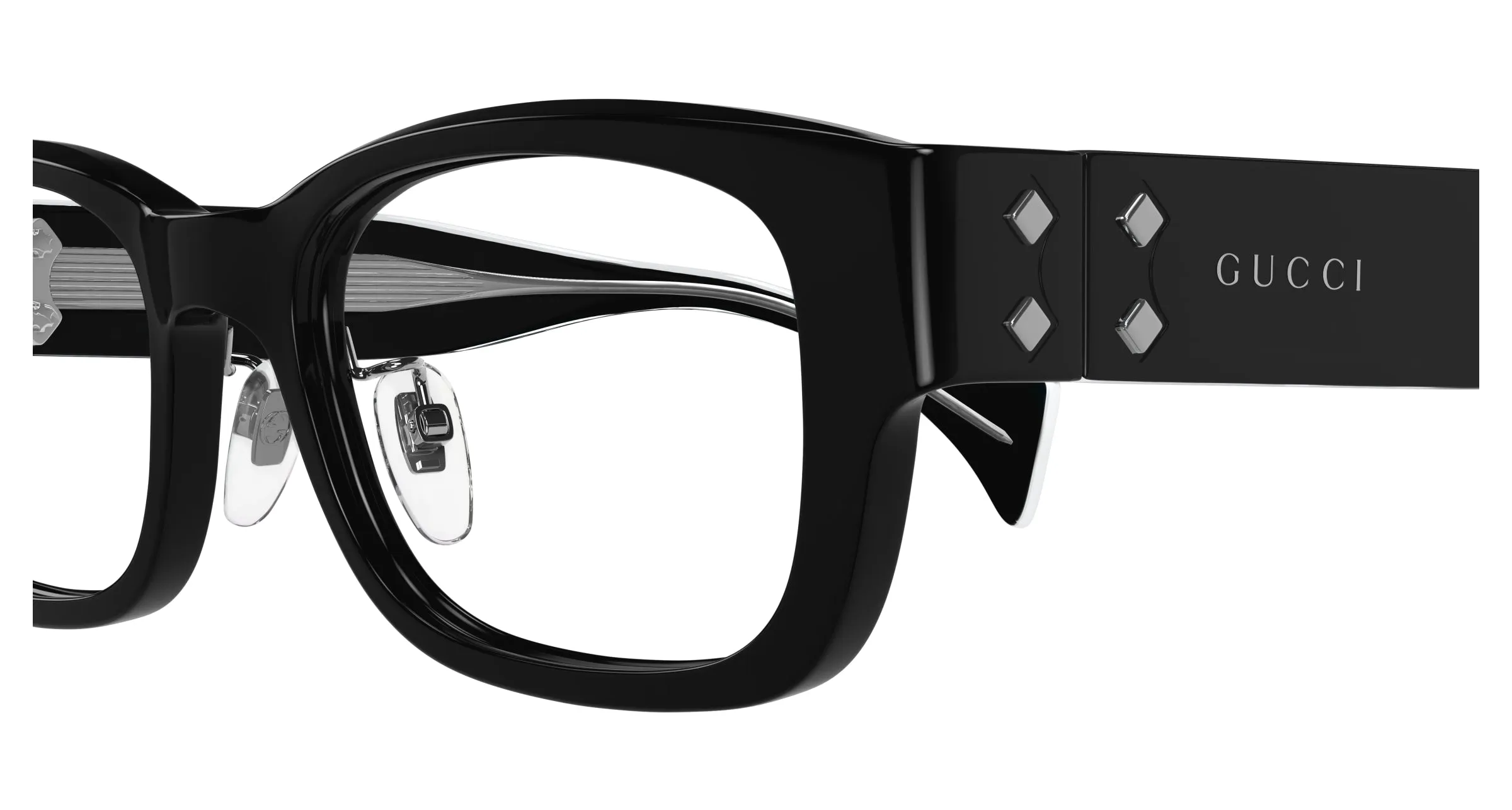 Gucci GG1744OJ 001 Montature da vista Acetato Nero Trasparente Squadrata - immagine 3