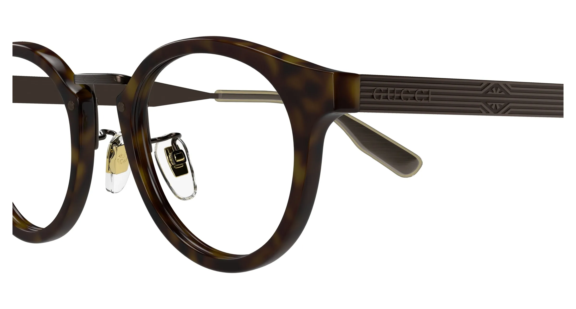 Gucci GG1743OJ 003 Montature da vista Acetato Havana Trasparente Rotonda - immagine 3