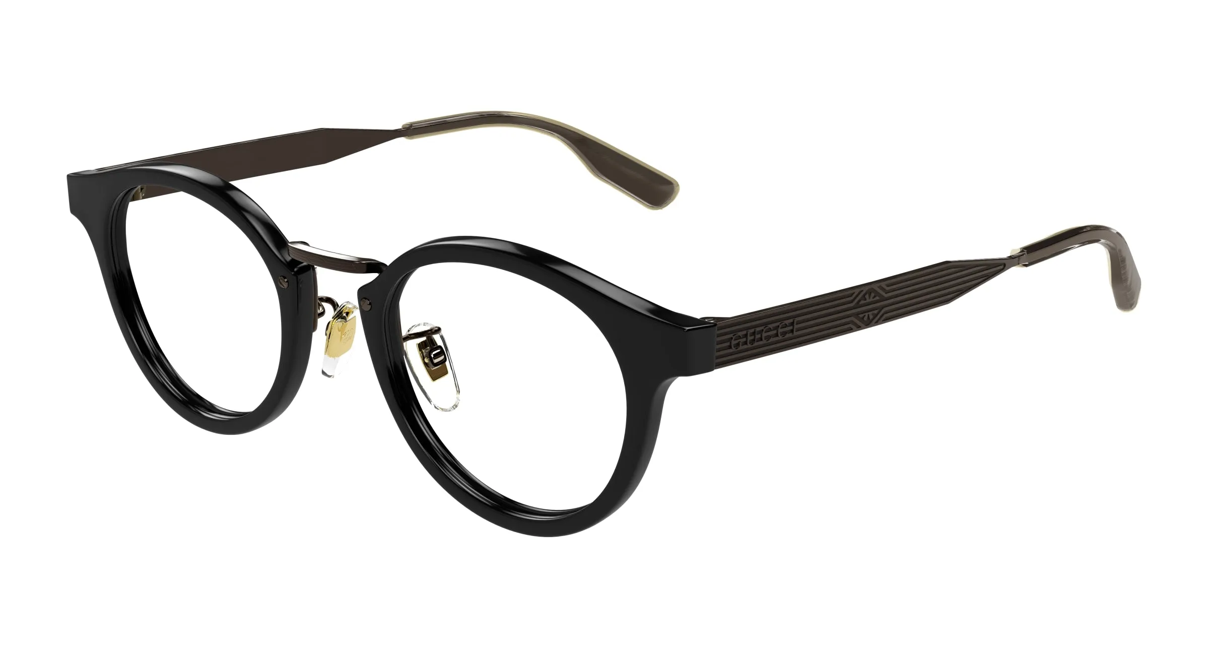 Gucci GG1743OJ 002 Montature da vista Acetato Nero Trasparente Rotonda - immagine 1