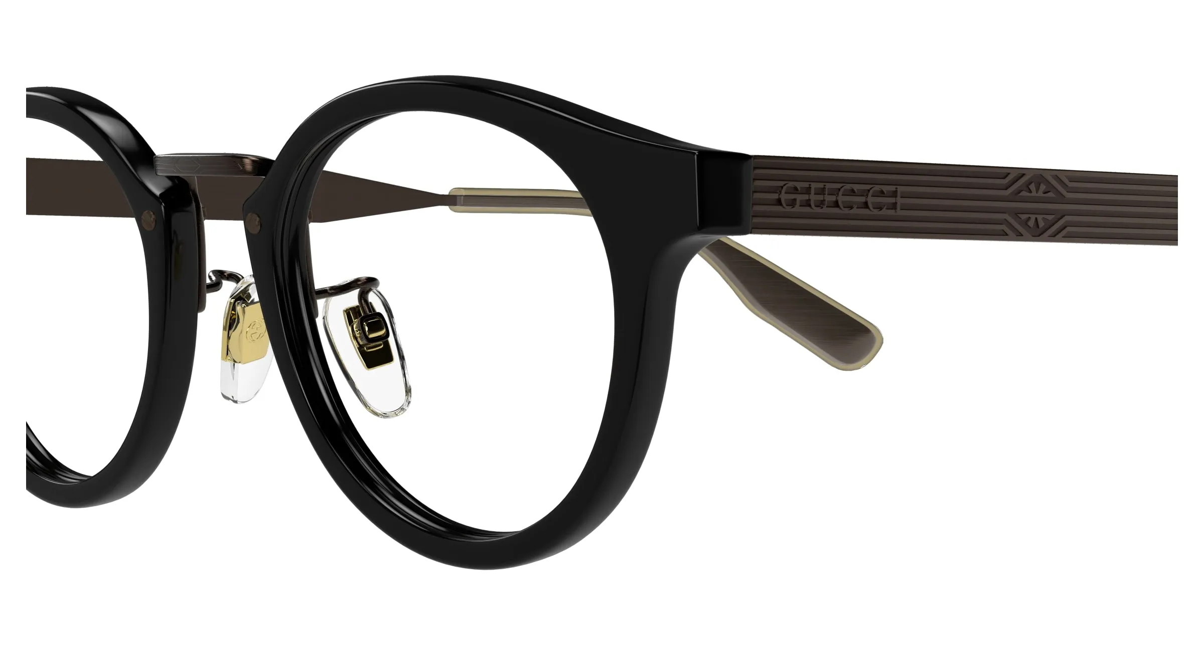 Gucci GG1743OJ 002 Montature da vista Acetato Nero Trasparente Rotonda - immagine 3