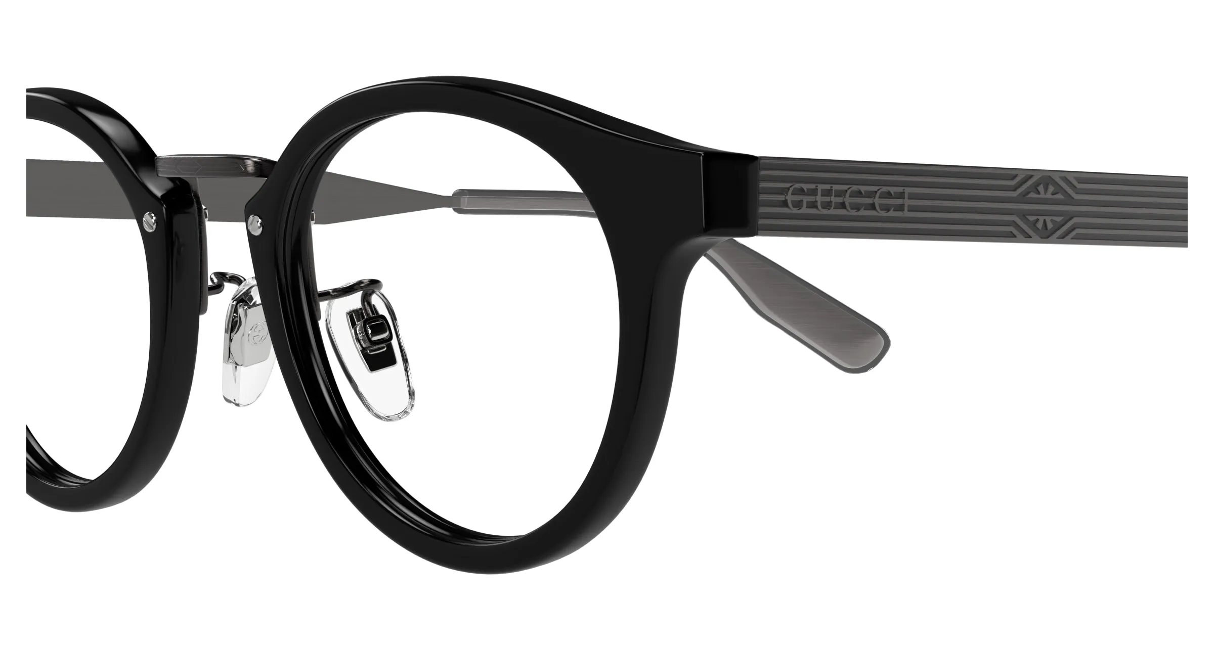 Gucci GG1743OJ 001 Montature da vista Acetato Nero Trasparente Rotonda - immagine 3
