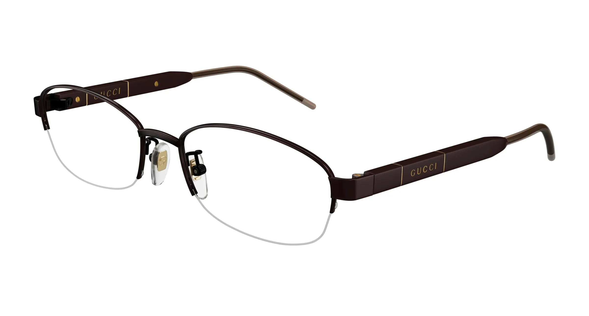 Gucci GG1742OJ 002 Montature da vista Titanio Marrone Trasparente Rotonda - immagine 1