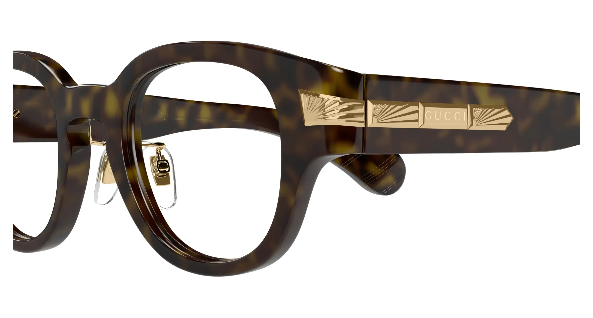 Gucci GG1741OJ 002 Montature da vista Acetato Havana Trasparente Squadrata - immagine 3