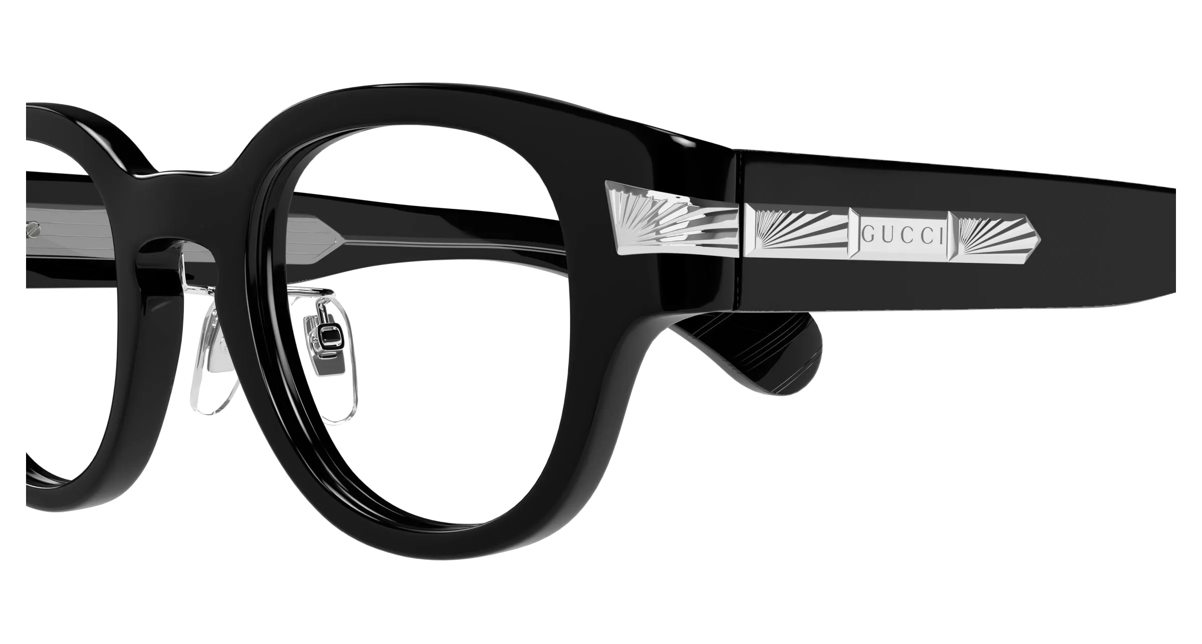 Gucci GG1741OJ 001 Montature da vista Acetato Nero Trasparente Squadrata - immagine 3