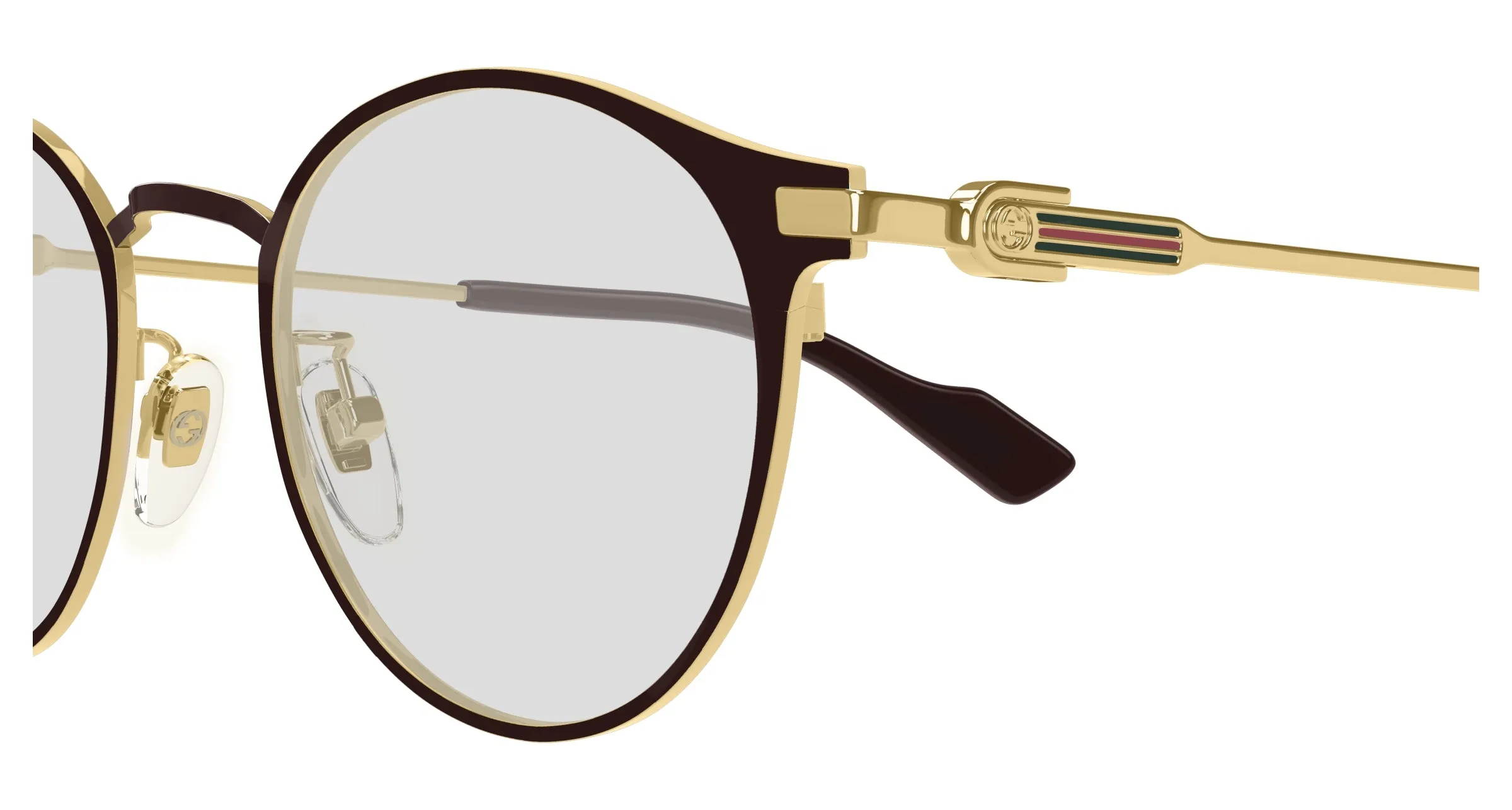 Gucci GG1739OK 002 Montature da vista Titanio Marrone Trasparente Rotonda - immagine 3