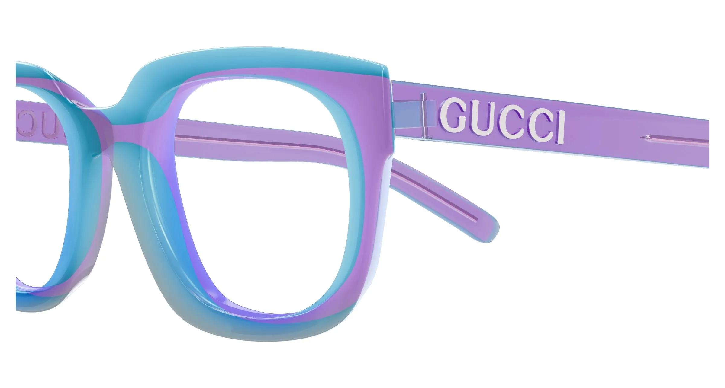 Gucci GG1721O 003 Montature da vista Iniettato Viola Trasparente Squadrata - immagine 3