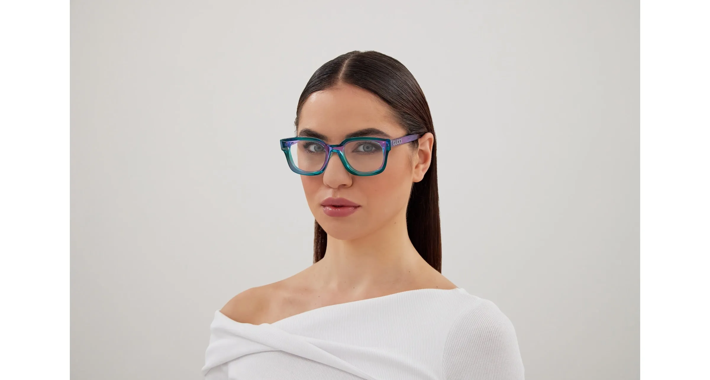 Gucci GG1721O 003 Montature da vista Iniettato Viola Trasparente Squadrata - immagine 4