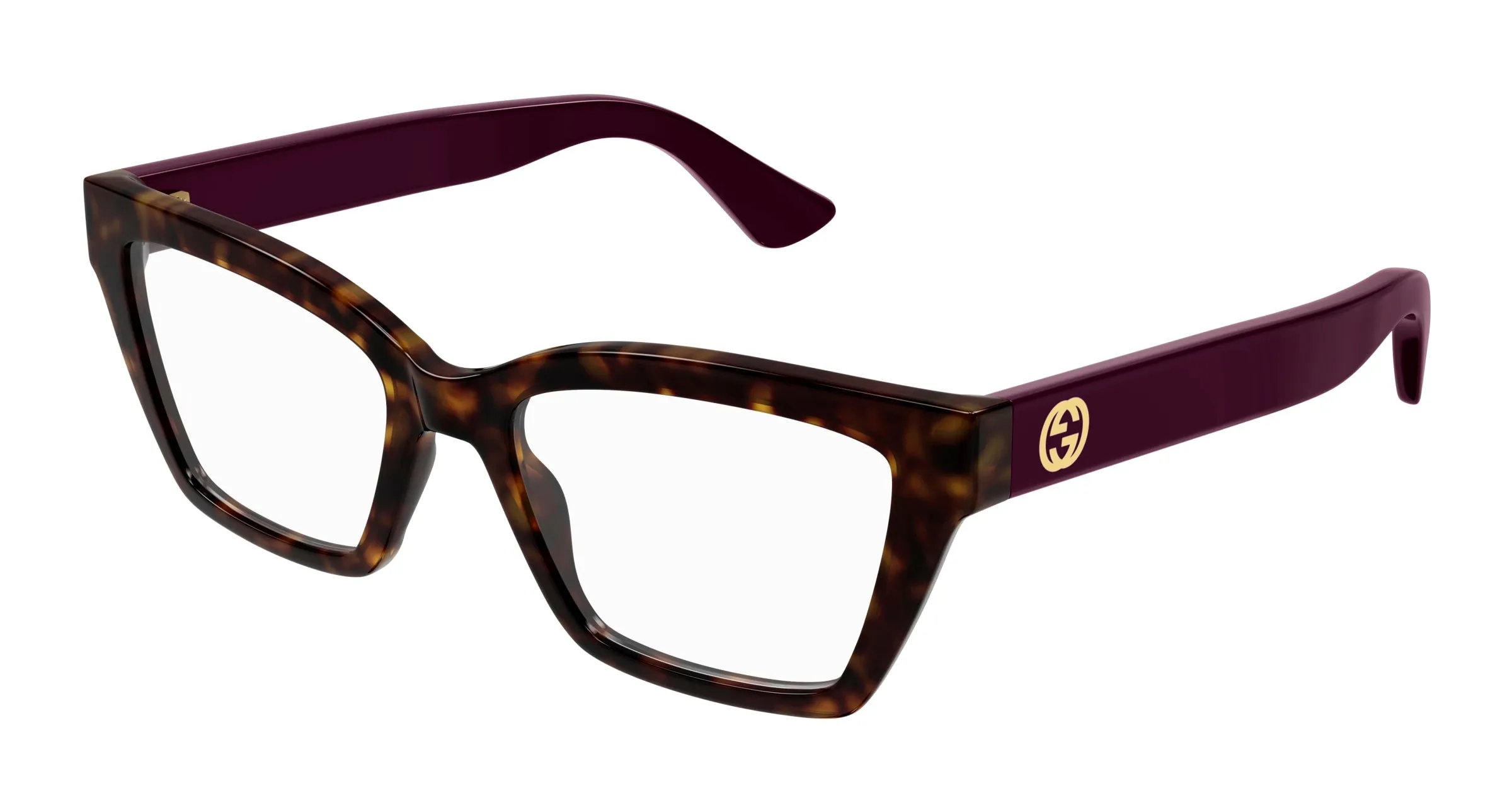 Gucci GG1715O 007 Montature da vista Iniettato Havana Trasparente Cat Eye - immagine 1