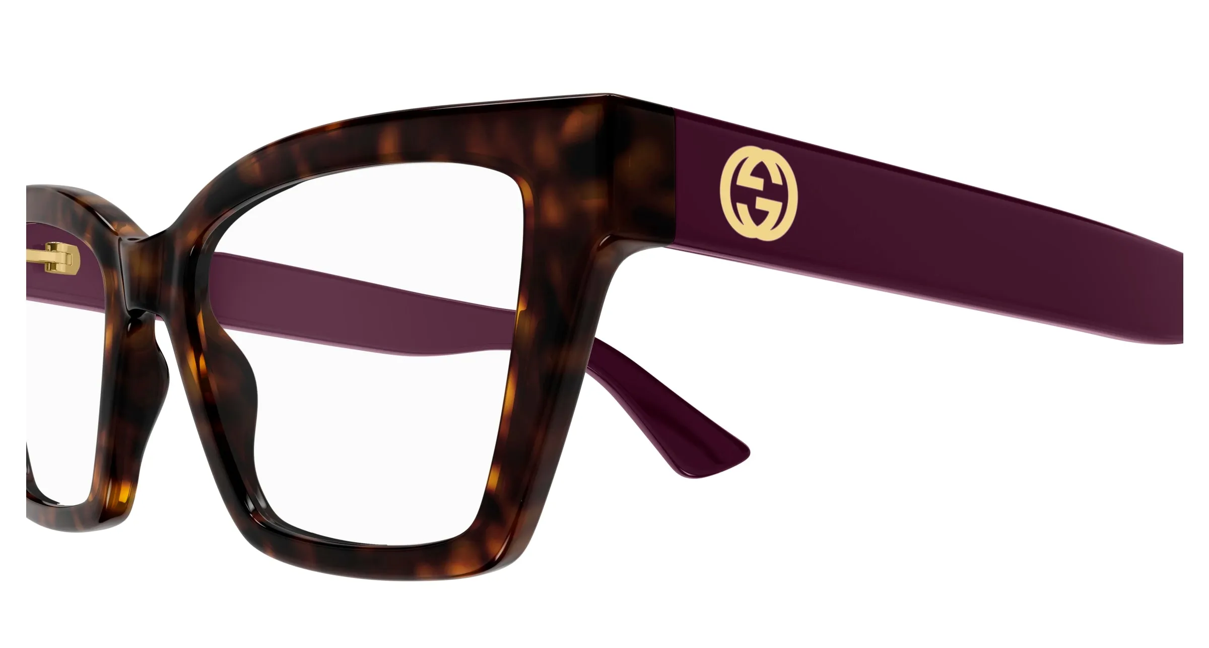 Gucci GG1715O 007 Montature da vista Iniettato Havana Trasparente Cat Eye - immagine 3