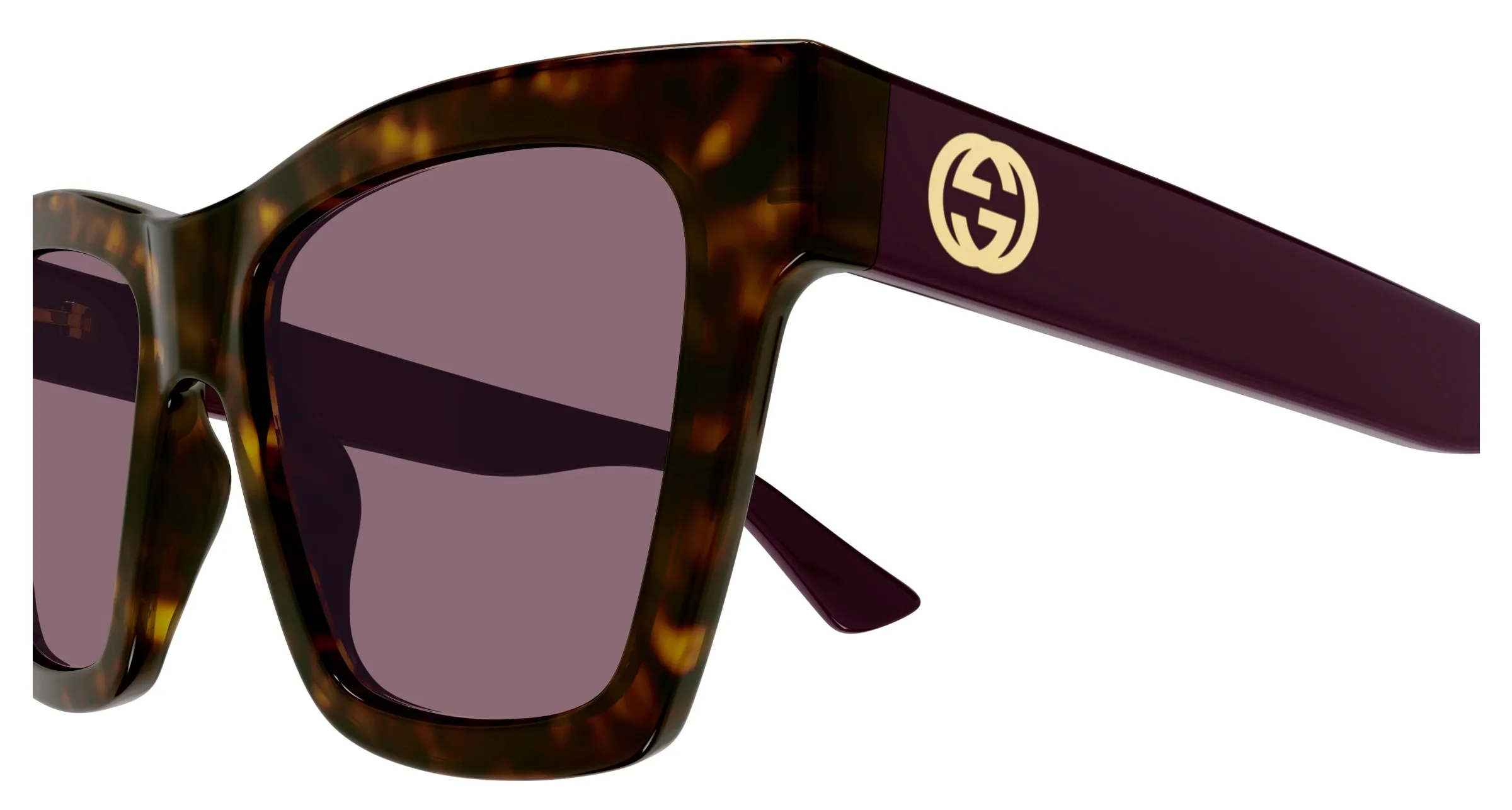 Gucci GG1714S 007 Occhiali da sole Iniettato Havana Viola Cat Eye - immagine 3