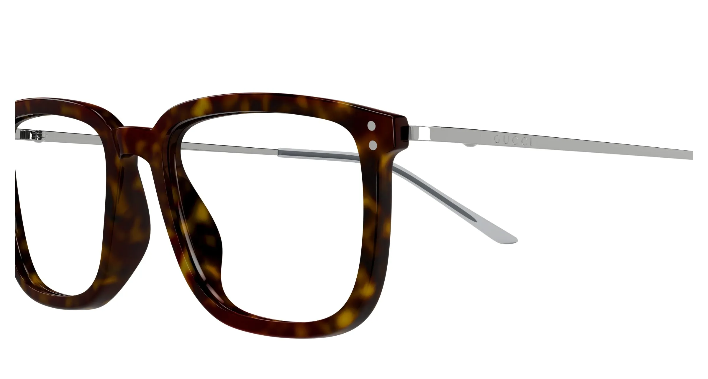 Gucci GG1709O 006 Montature da vista Acetato Havana Trasparente Squadrata - immagine 3
