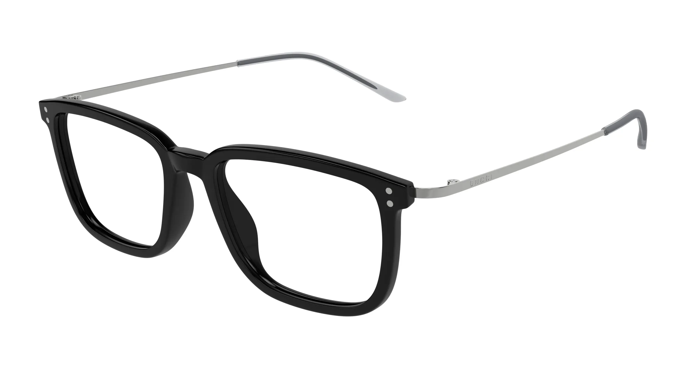 Gucci GG1709O 005 Montature da vista Acetato Nero Trasparente Squadrata - immagine 1