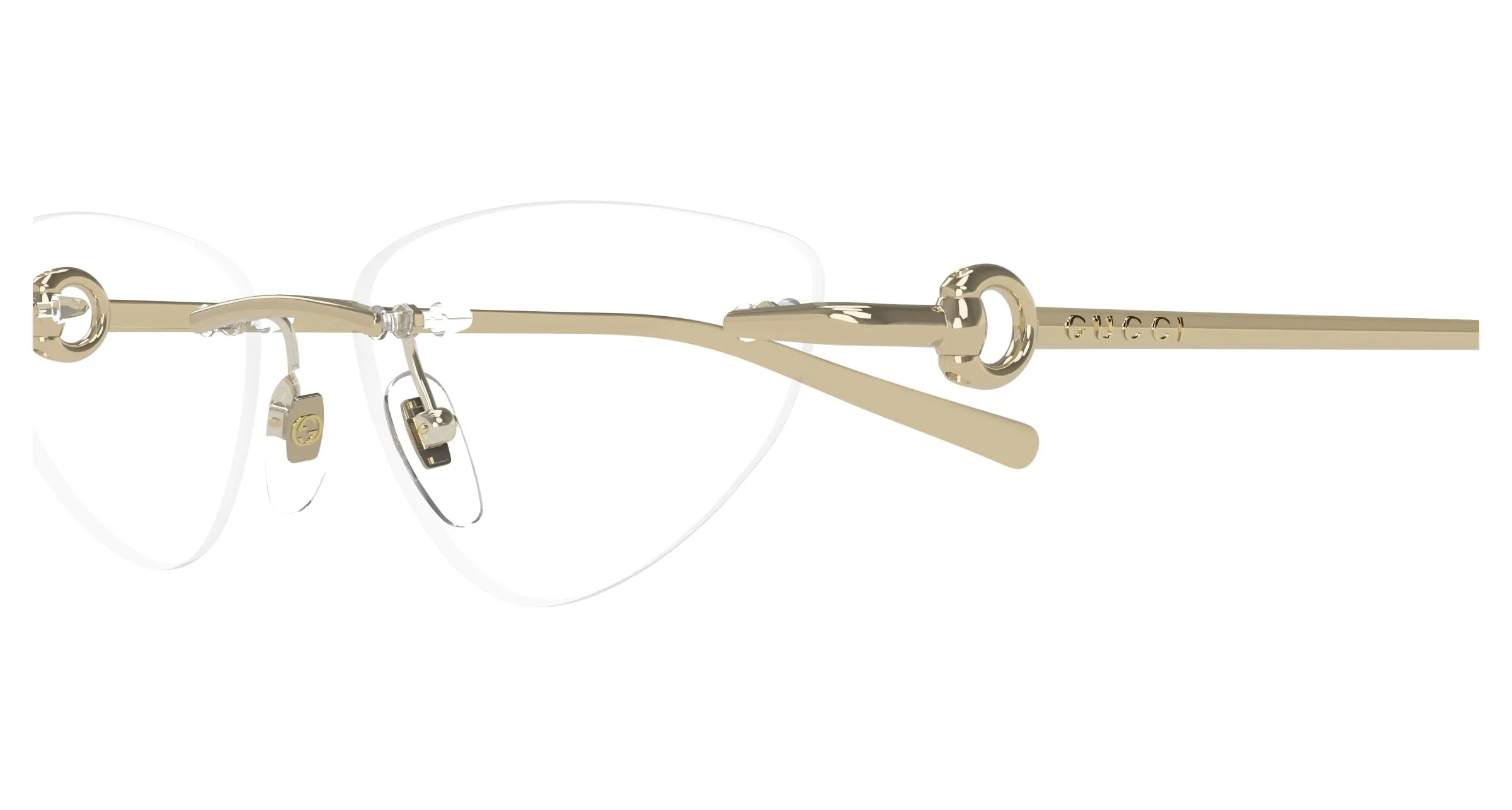 Gucci GG1702O 002 Montature da vista Metallo Oro Trasparente Cat Eye - immagine 3