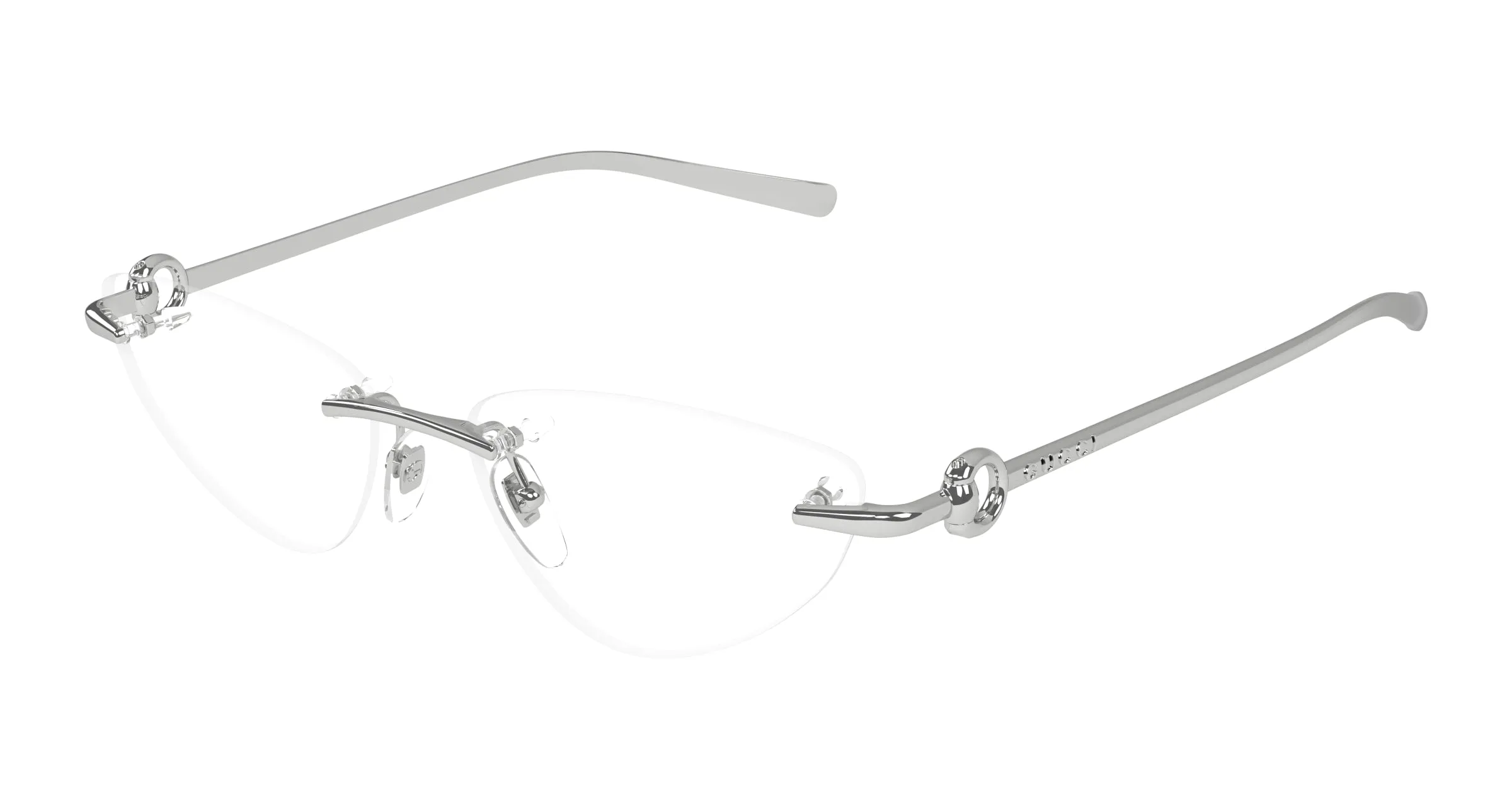 Gucci GG1702O 001 Montature da vista Metallo Argento Trasparente Cat Eye - immagine 1