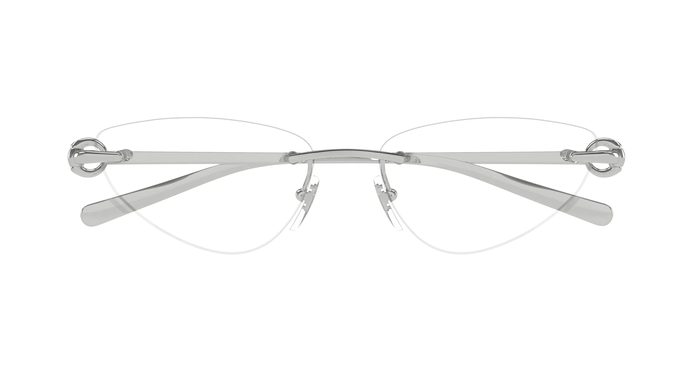 Gucci GG1702O 001 Montature da vista Metallo Argento Trasparente Cat Eye - immagine 2